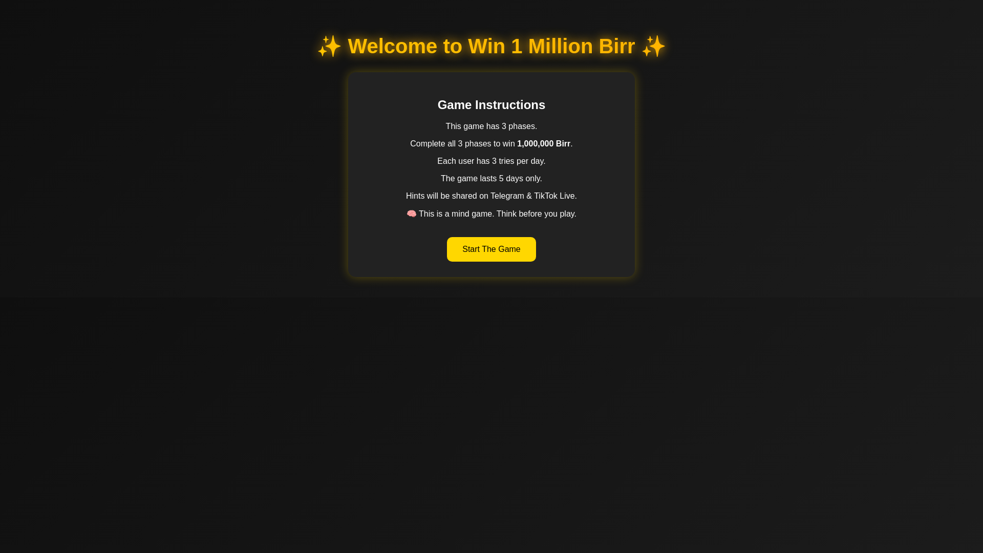website screenshot of https://win-million-frontend.pages.dev/