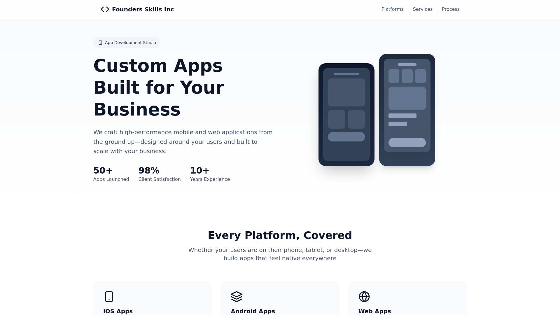 website screenshot of https://foundersskills.com/