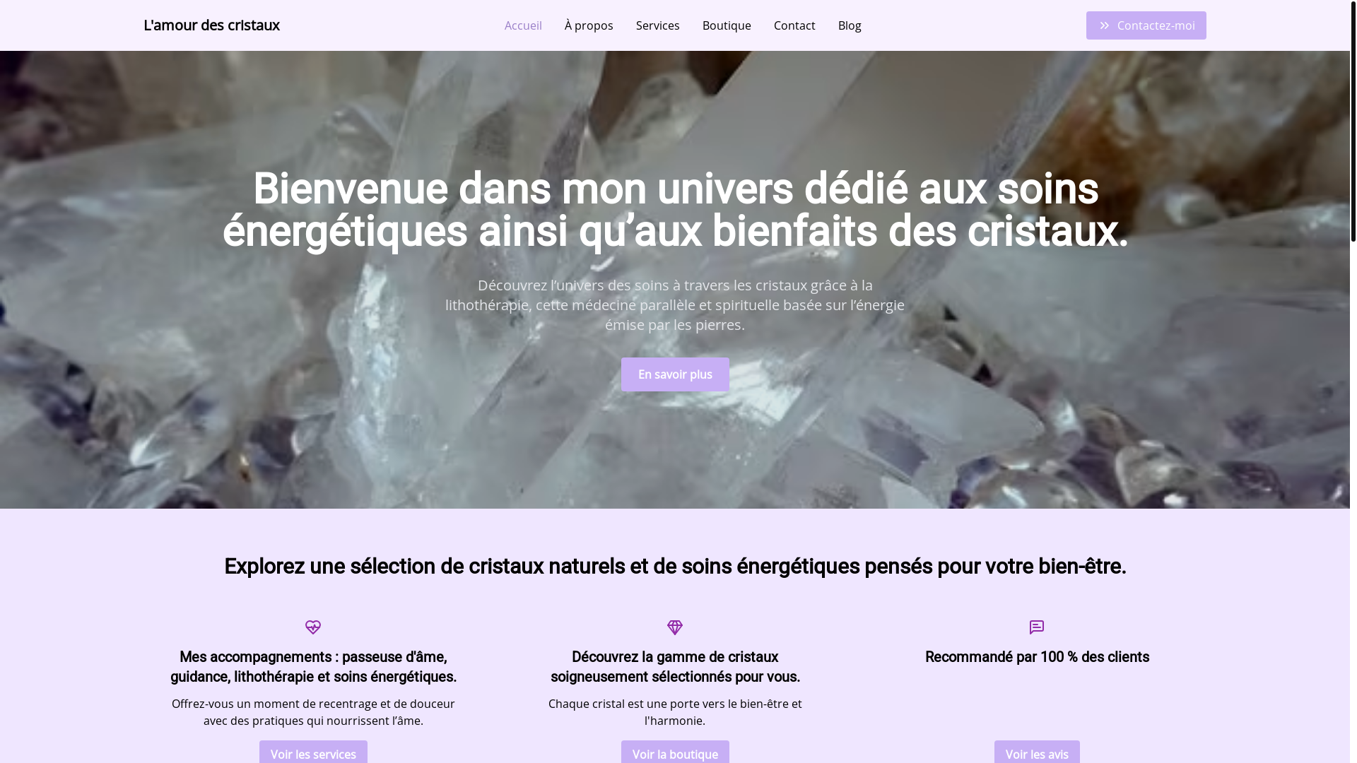 website screenshot of https://lamourdescristaux.fr/