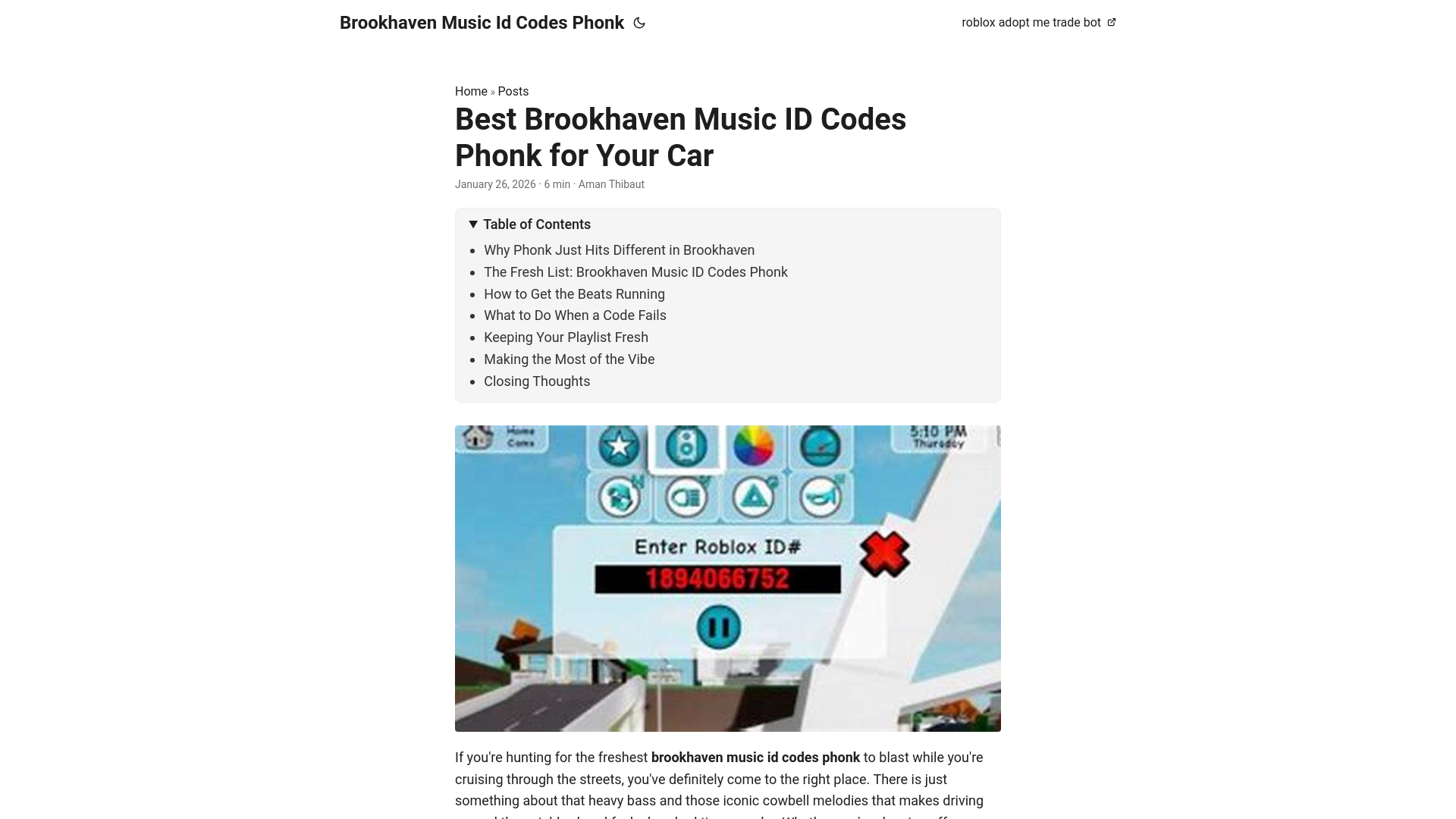 website screenshot of https://brookhaven-music-id-codes-phonk.pages.dev/