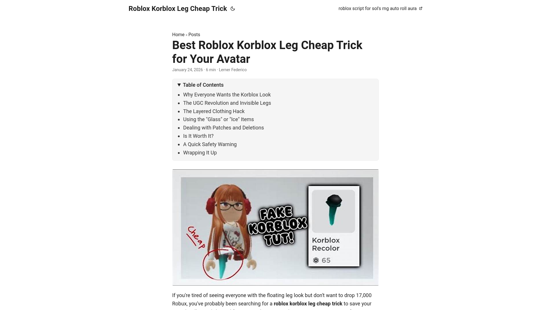 website screenshot of https://roblox-korblox-leg-cheap-trick.pages.dev/