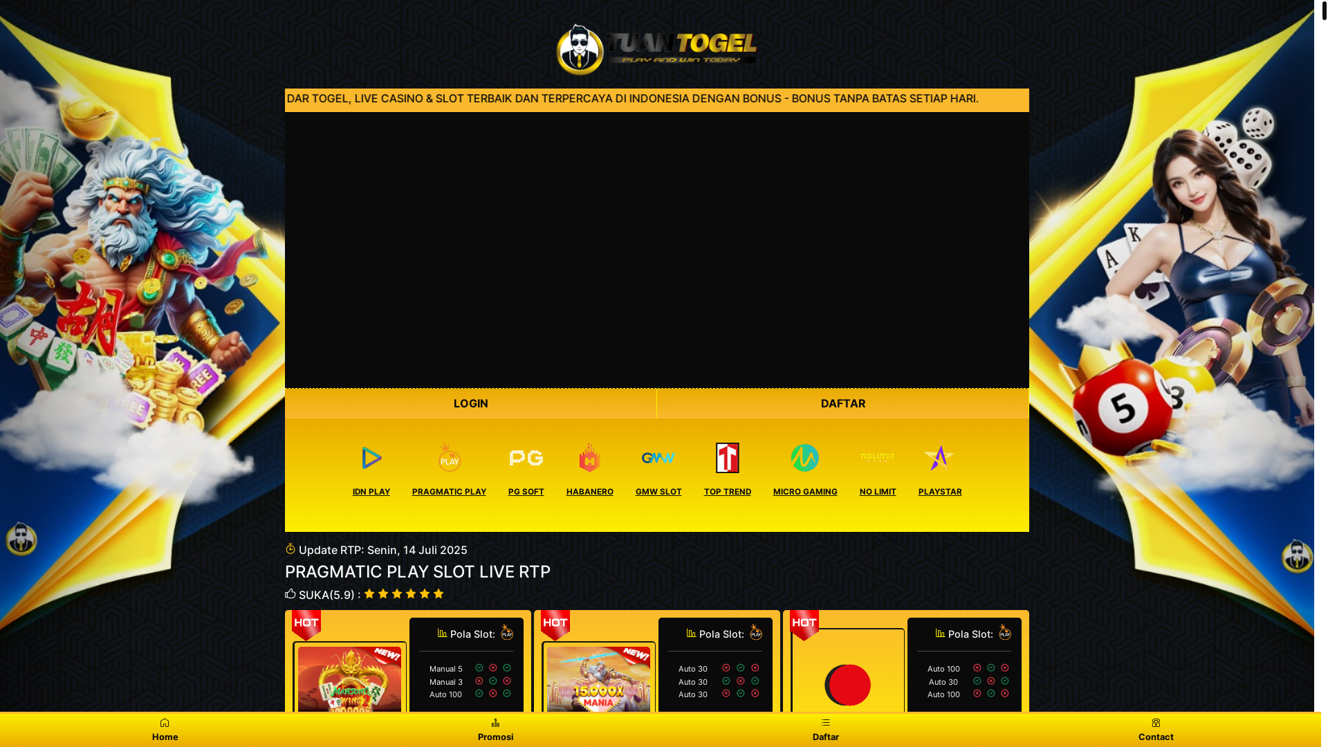 website screenshot of https://rtptuantogelreal.com/