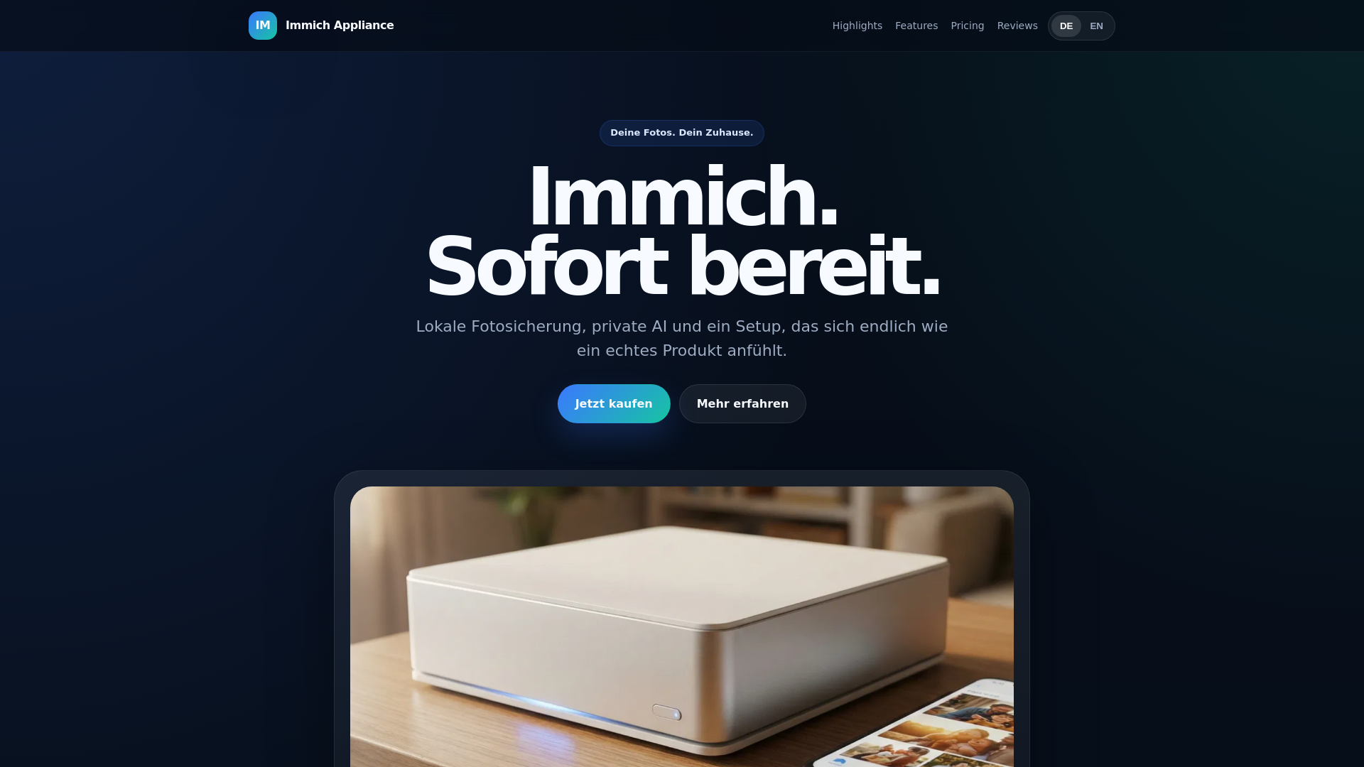 website screenshot of https://immich-appliance.pages.dev/