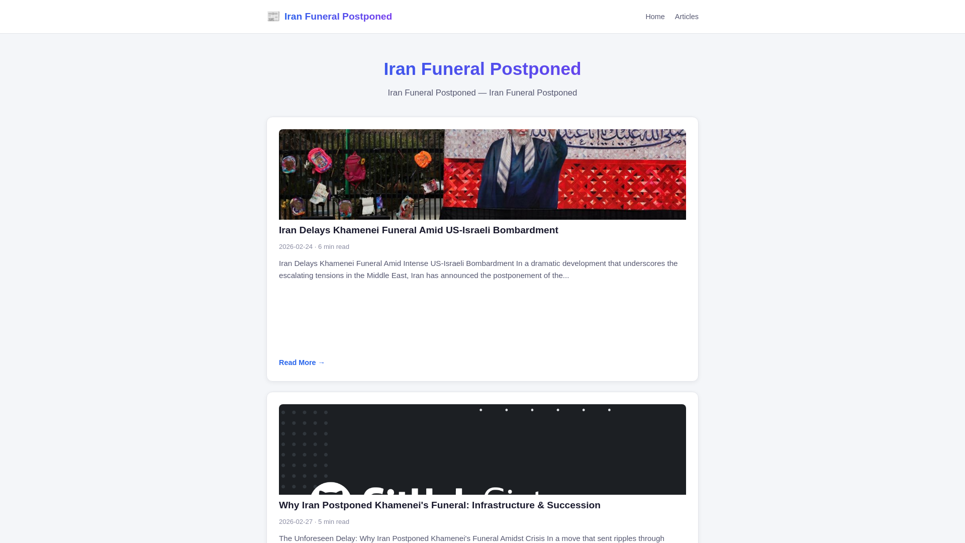 website screenshot of https://iran-funeral-postponed.pages.dev/