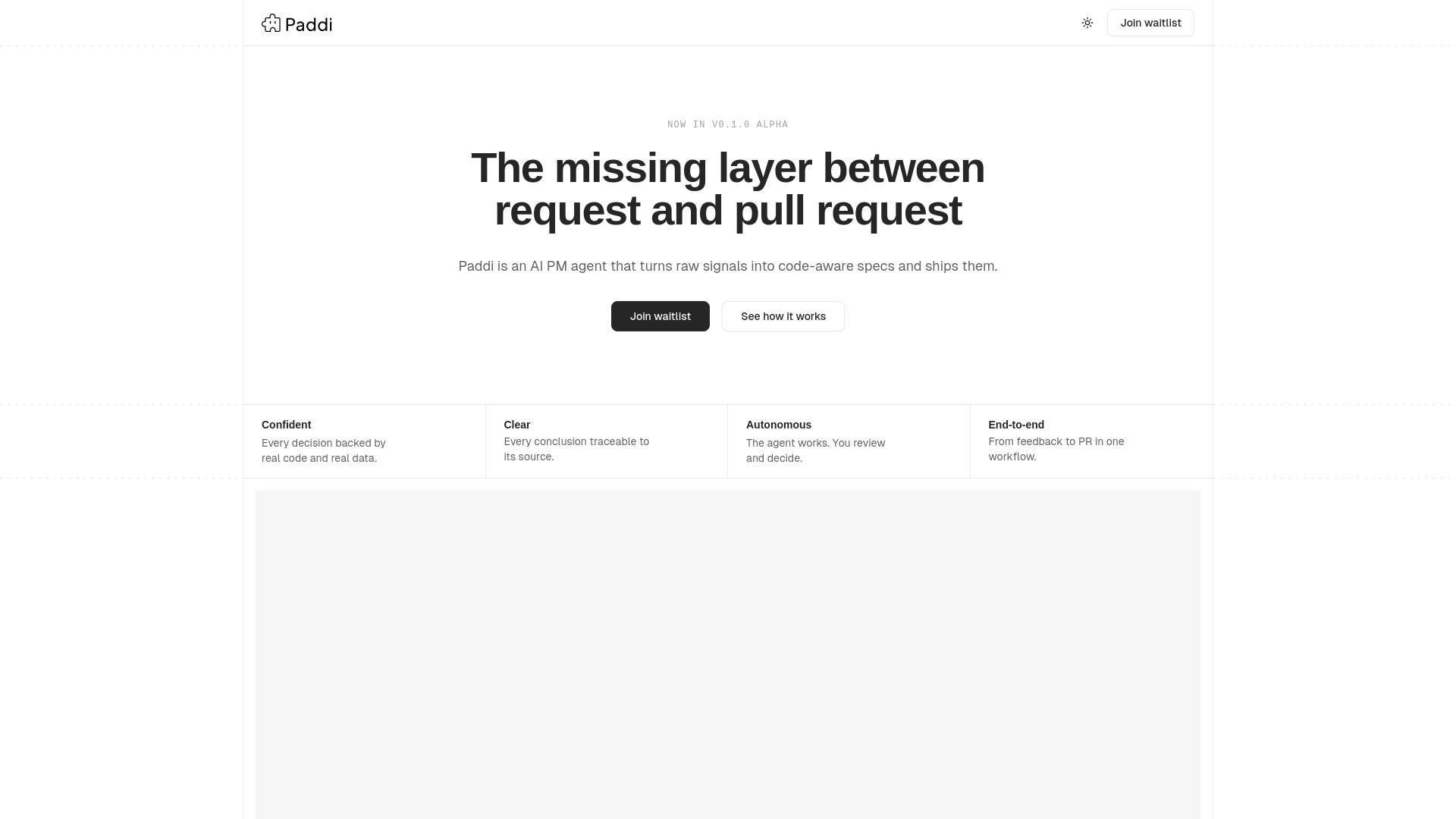 website screenshot of https://paddi-landing.pages.dev/