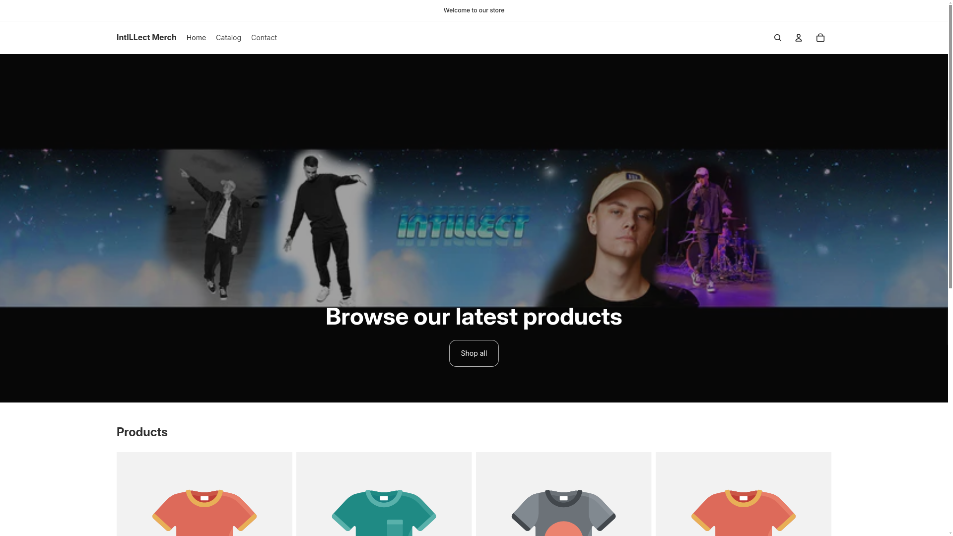 website screenshot of https://intillectmerch.com/
