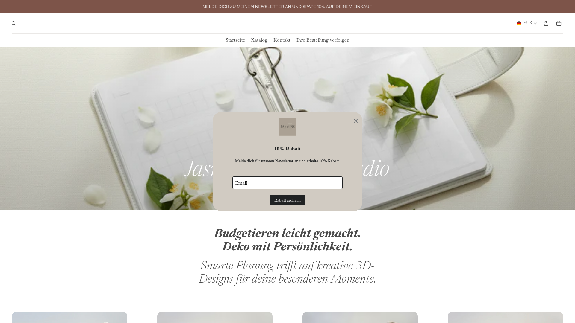 website screenshot of https://jasminscreativestudio.com/