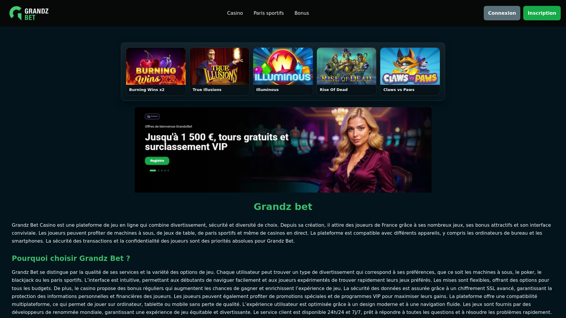 website screenshot of https://grandz-betfr.com