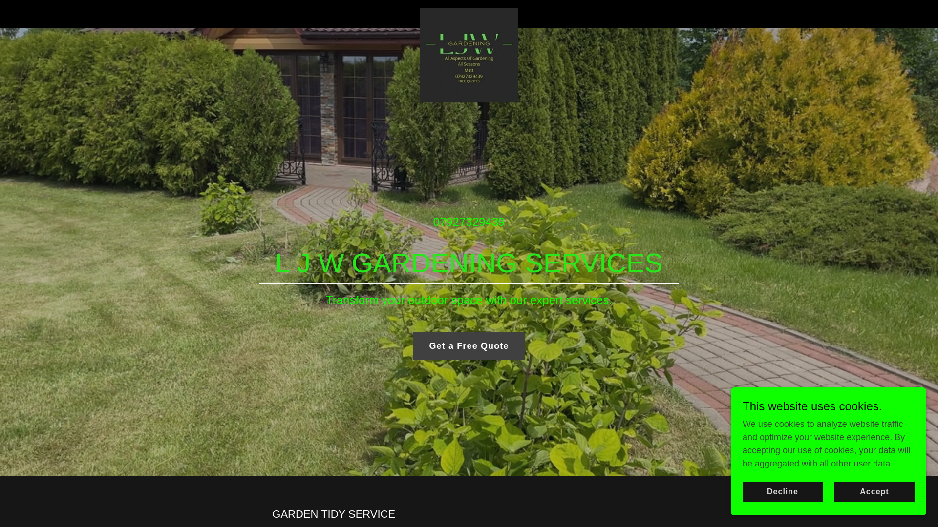 website screenshot of https://ljwgardeningservicesoutlook.co.uk/