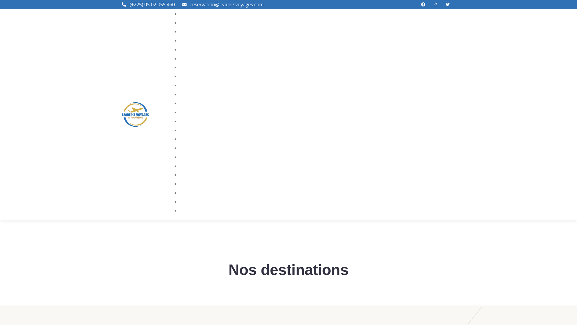 website screenshot of https://leadersvoyages.com