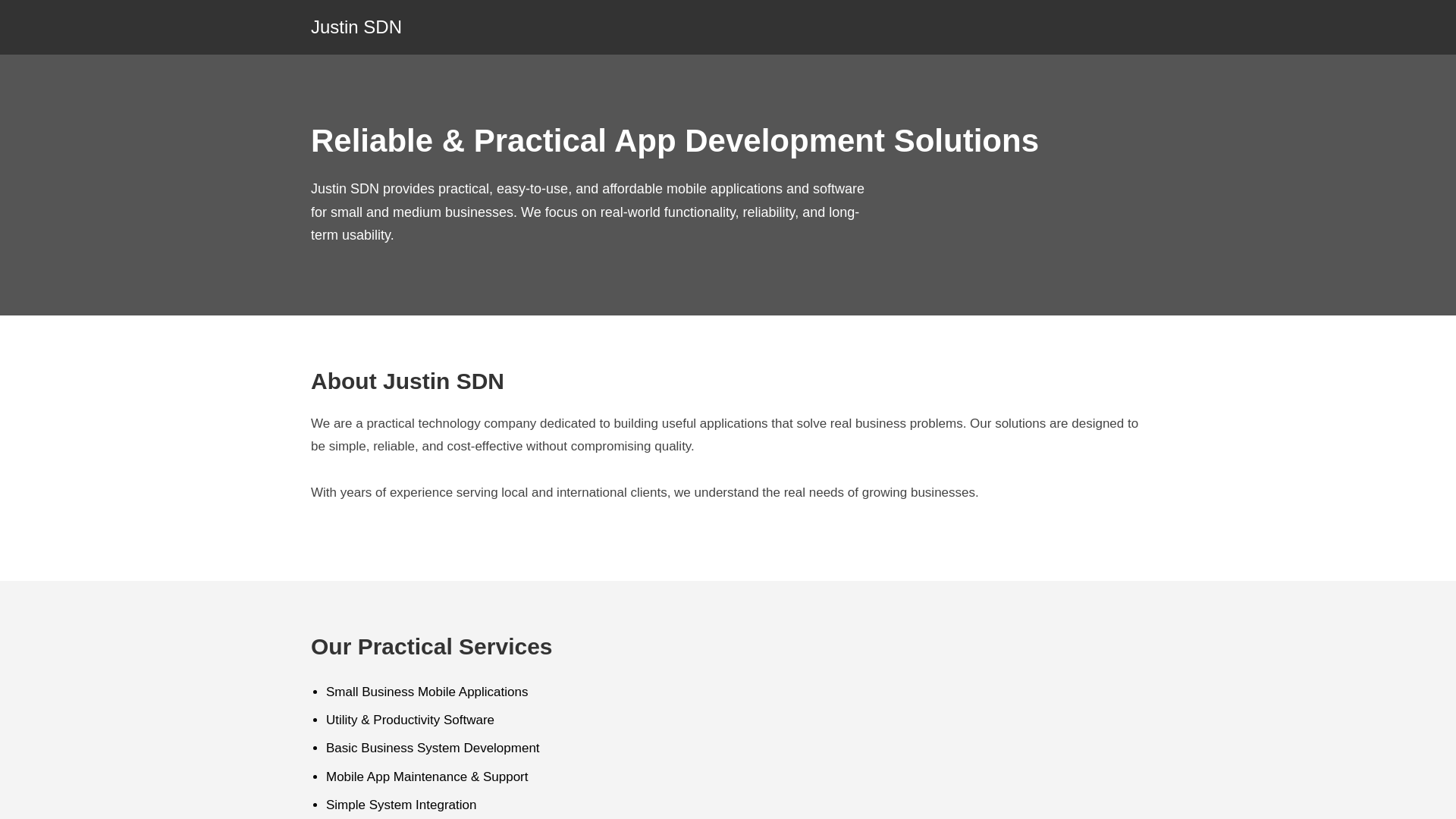 website screenshot of https://justinsdn.com/