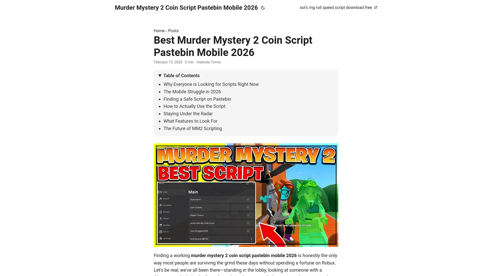 website screenshot of https://murder-mystery-2-coin-script-pastebin-mobile-2026.pages.dev/