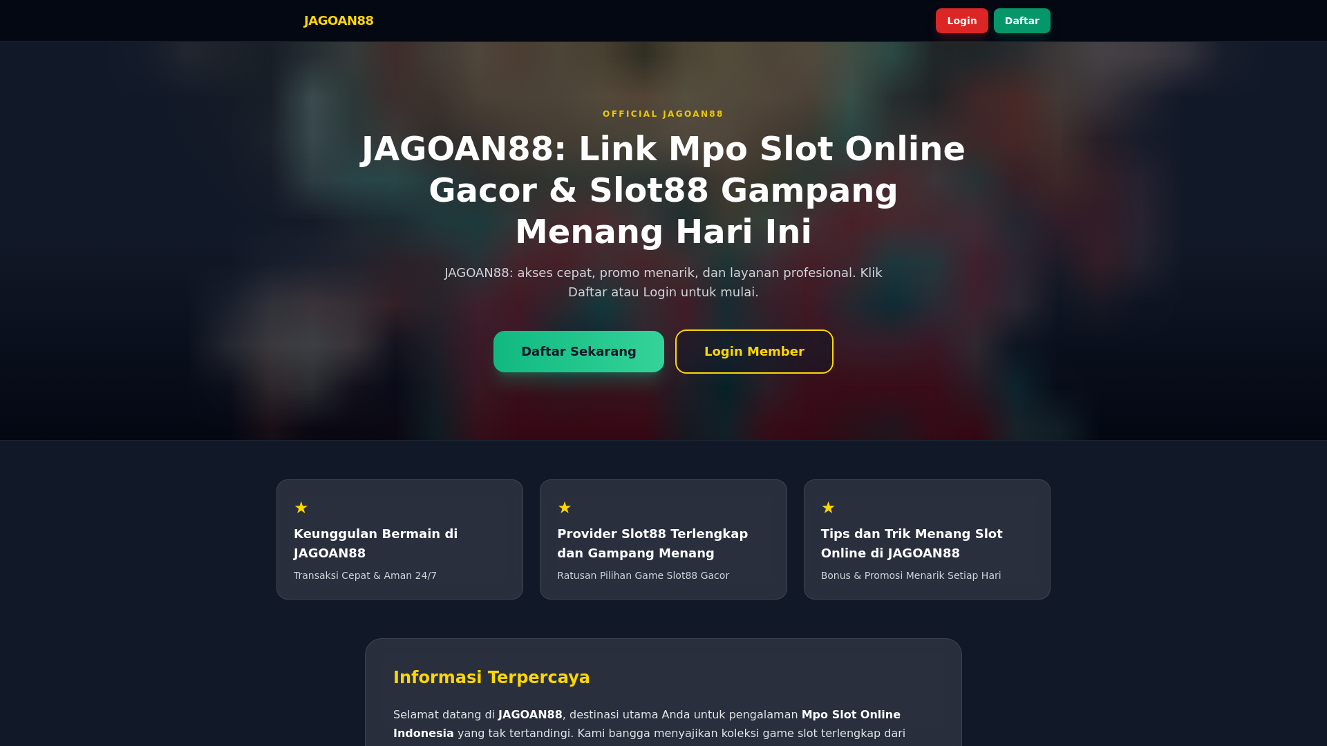 website screenshot of https://jagoan88-slot-gacor.pages.dev/