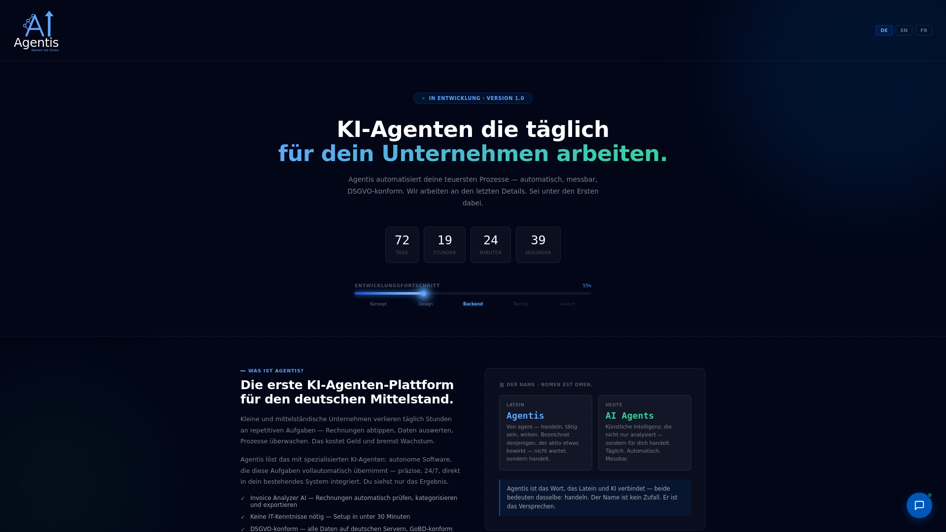 website screenshot of https://agentistech.de