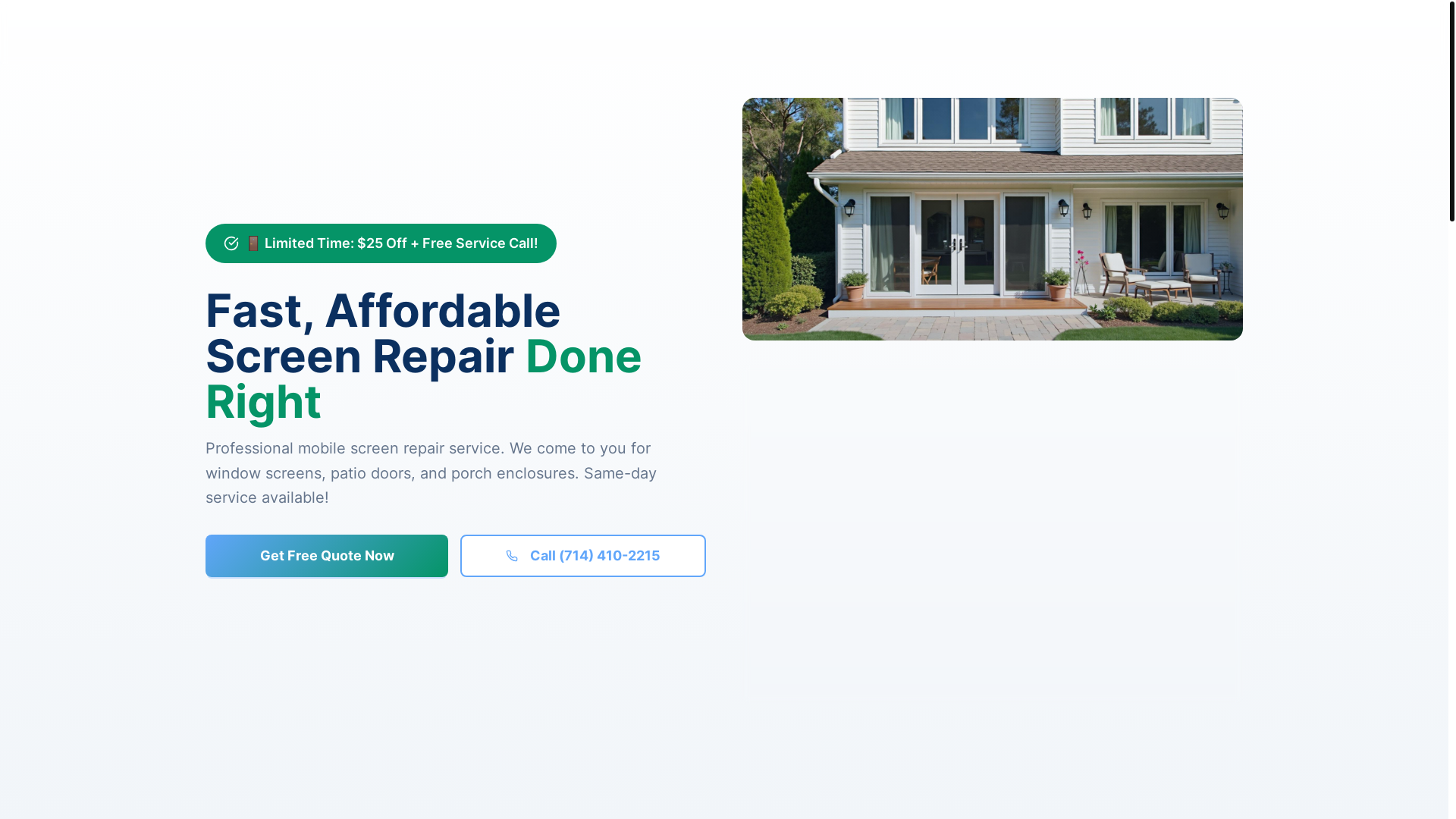 website screenshot of https://clearbritescreens.com/