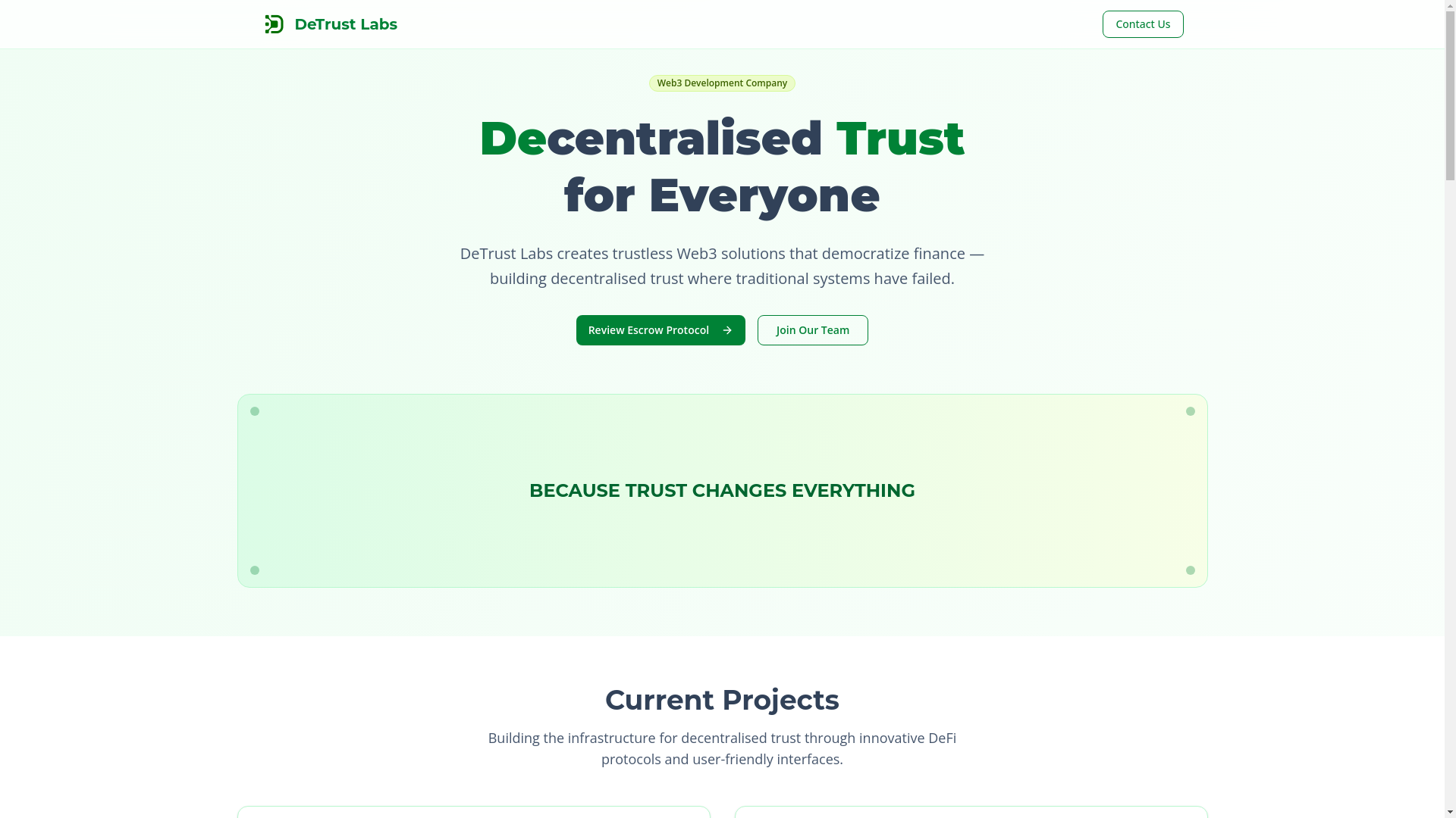 website screenshot of https://detrust-labs.com/
