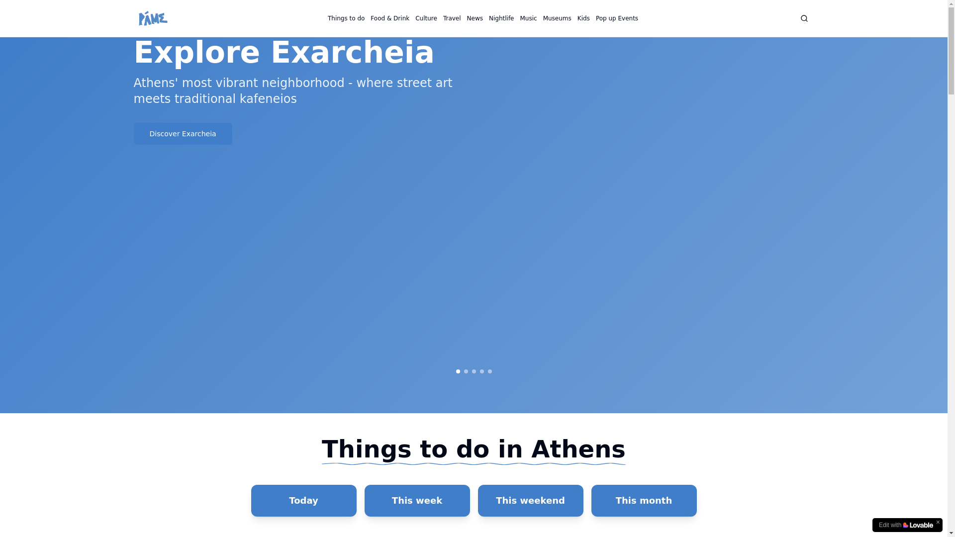 website screenshot of https://pameathensguide.com/