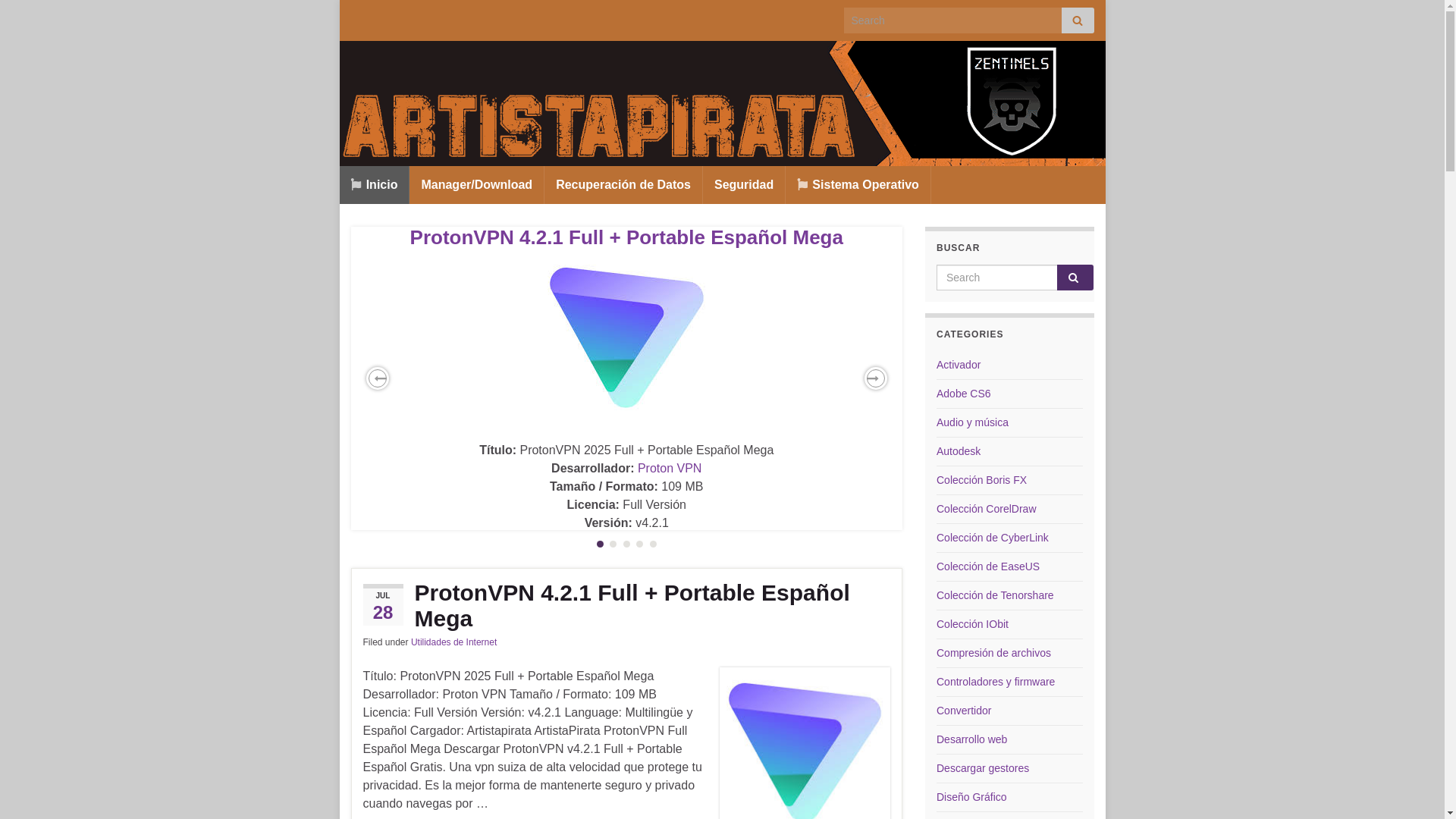 website screenshot of https://artistapirata.vip/