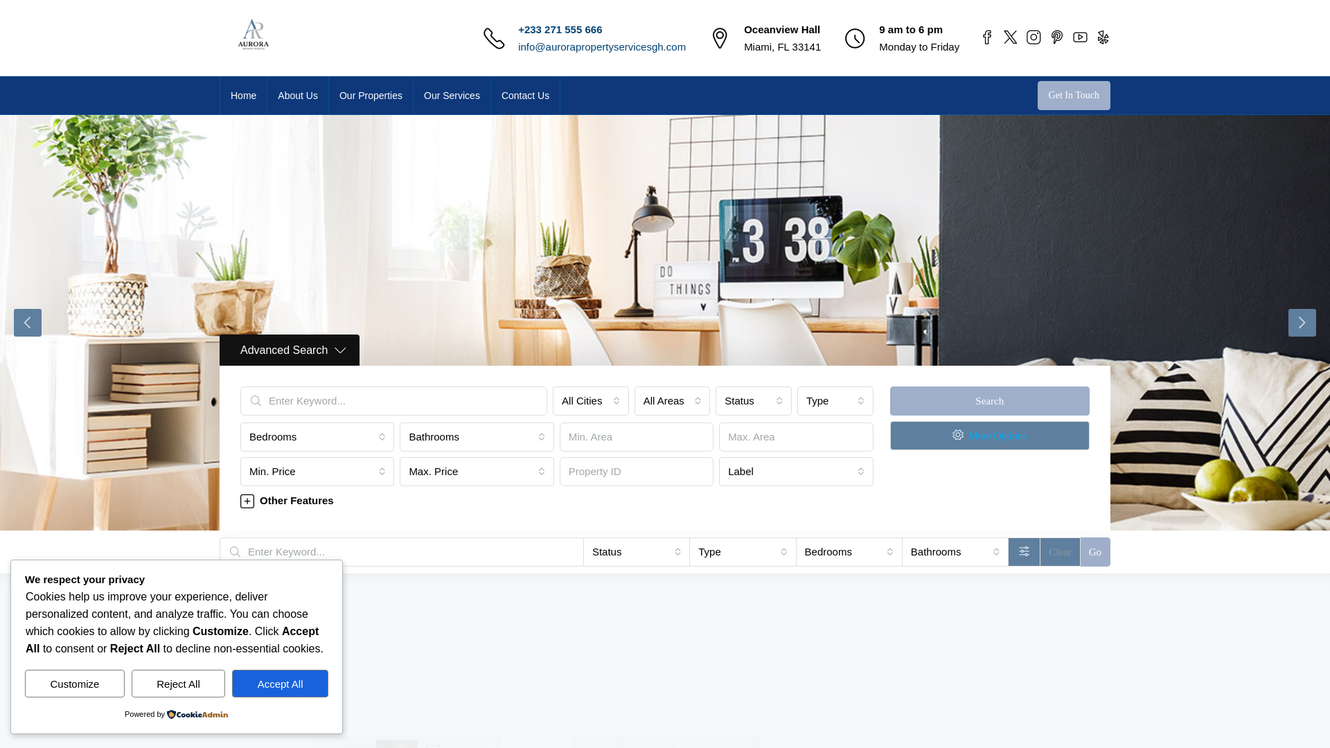 website screenshot of https://aurorapropertyservicesgh.com/