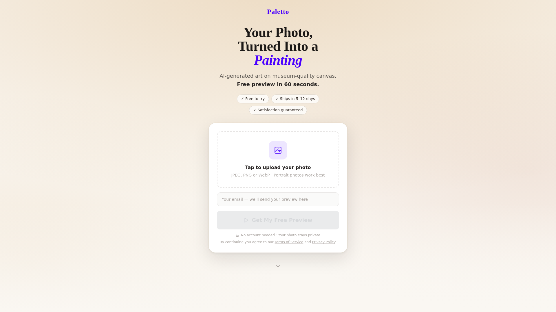 website screenshot of https://paletto.co