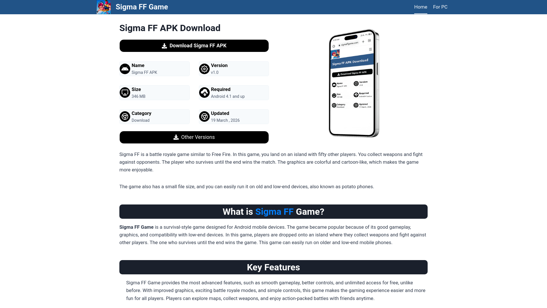 website screenshot of https://sigmaffgame.com/