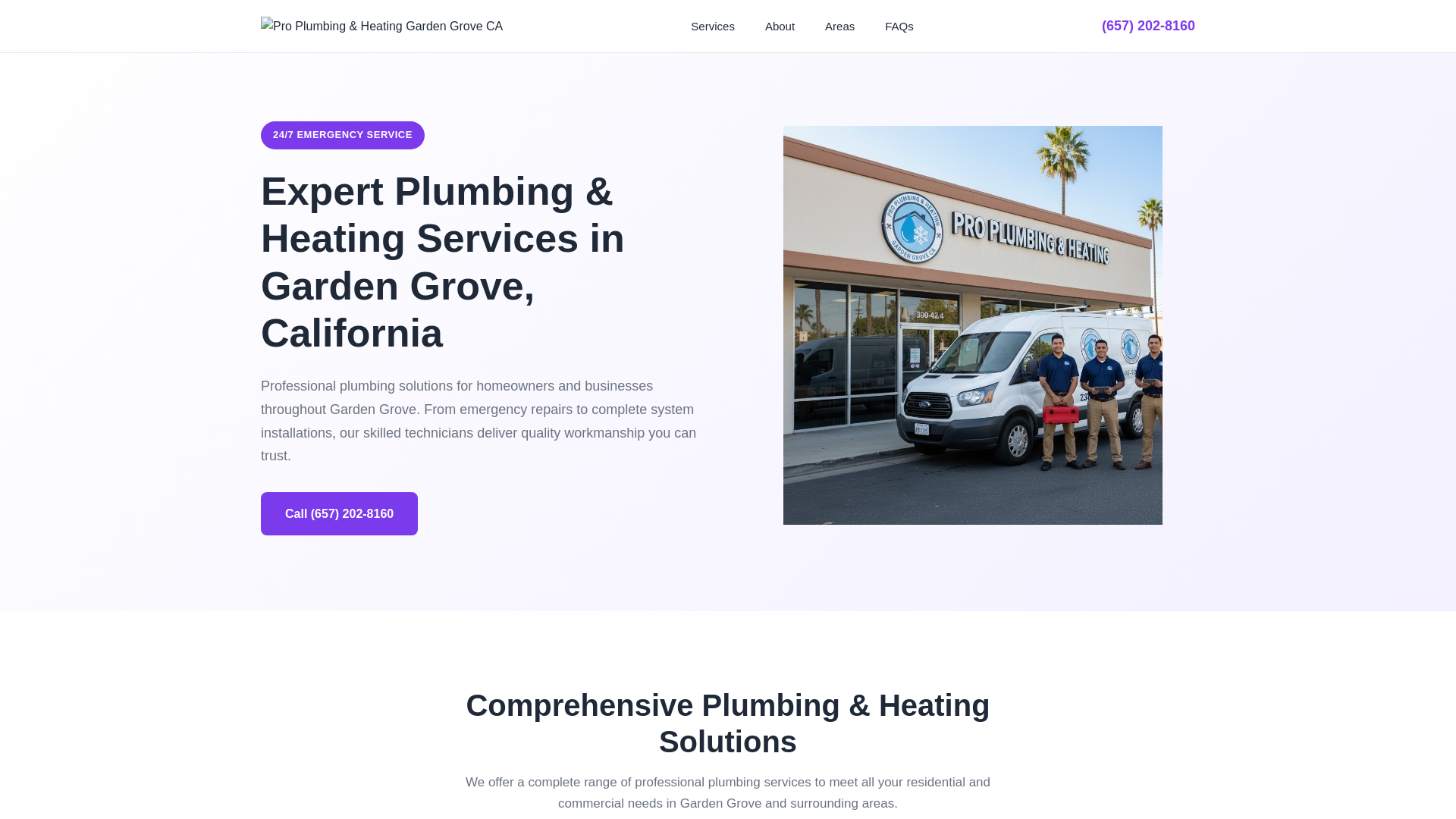 website screenshot of https://proplumbingheatinggardengroveca.com