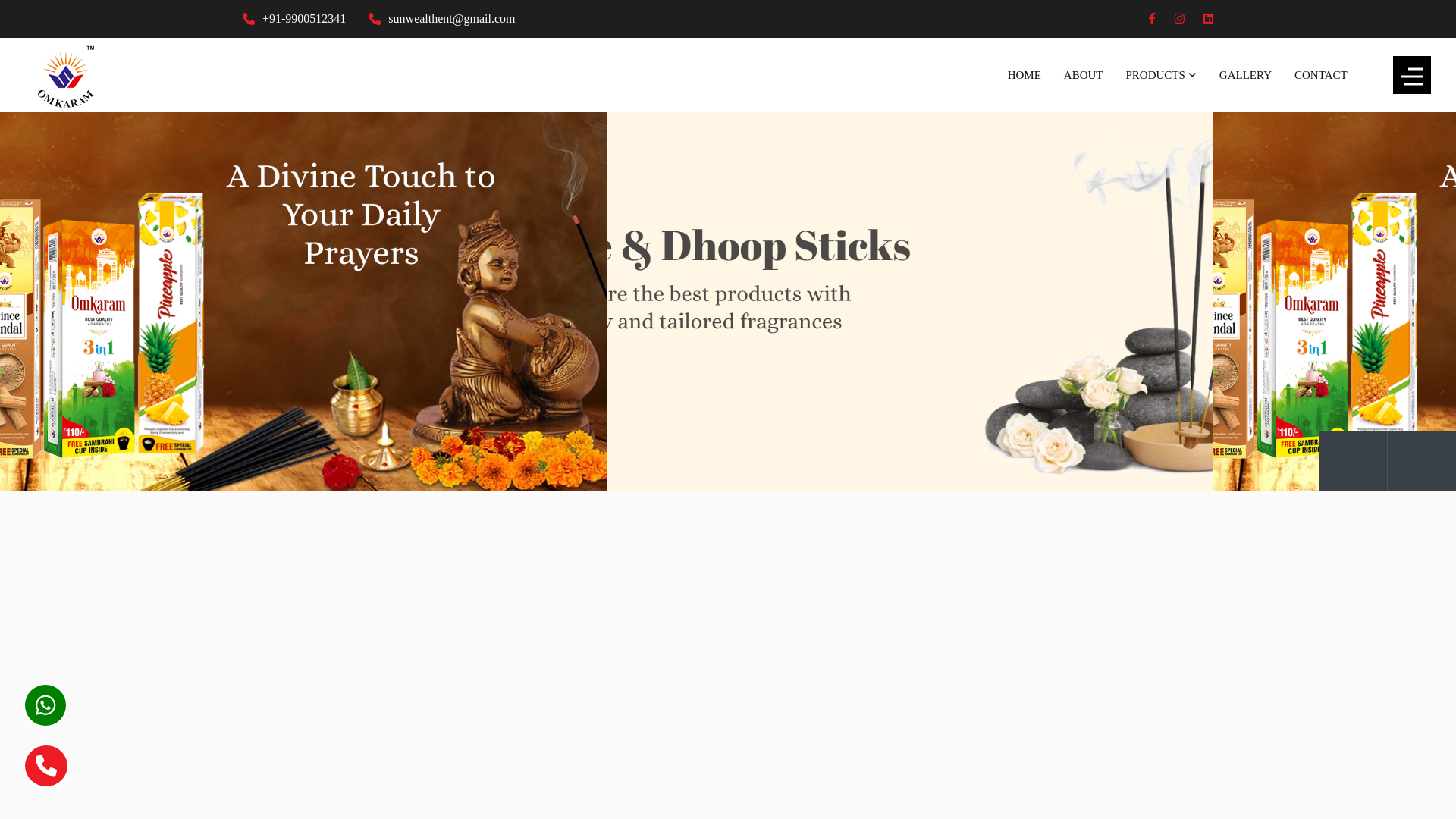 website screenshot of https://omkaraminsence.com/