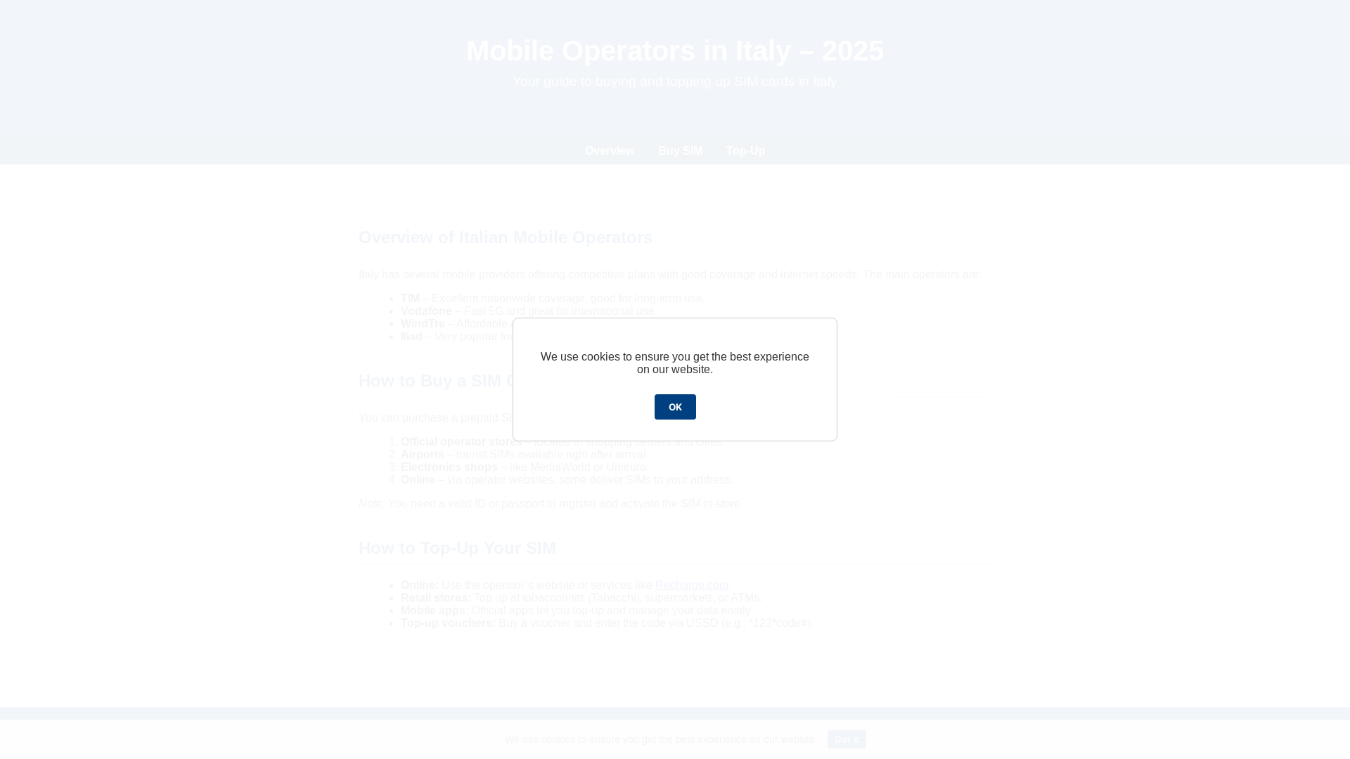 website screenshot of https://italian-mobile-operators.com/