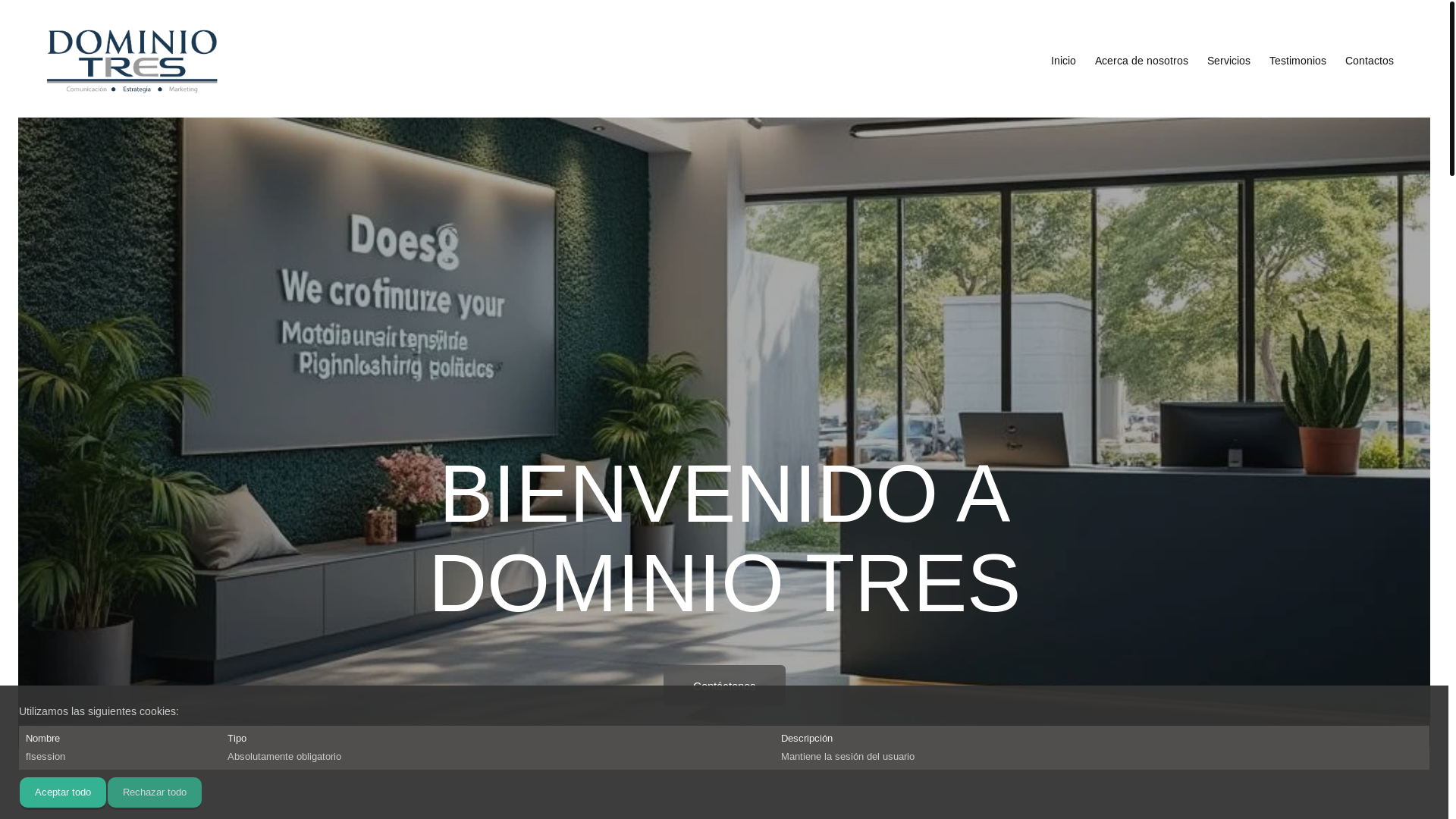 website screenshot of https://dominiotres.com.mx/