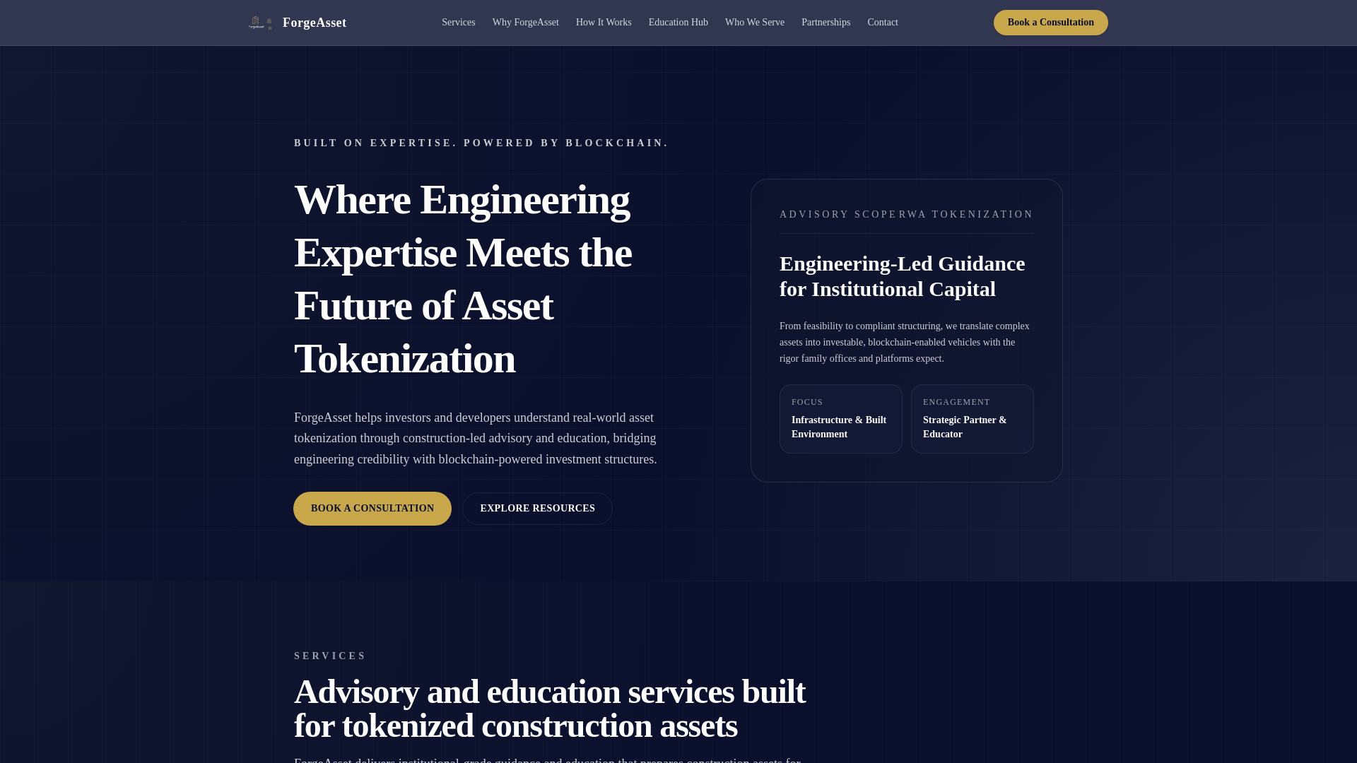 website screenshot of https://forgeasset.co