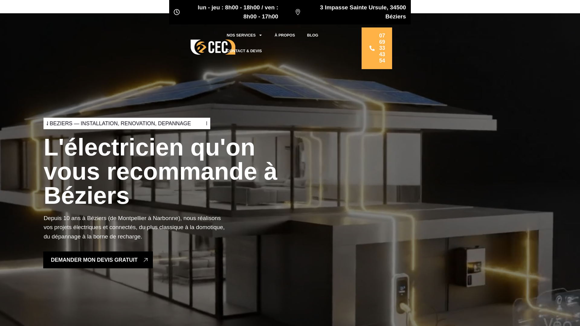 website screenshot of https://courtial-electricite.fr/