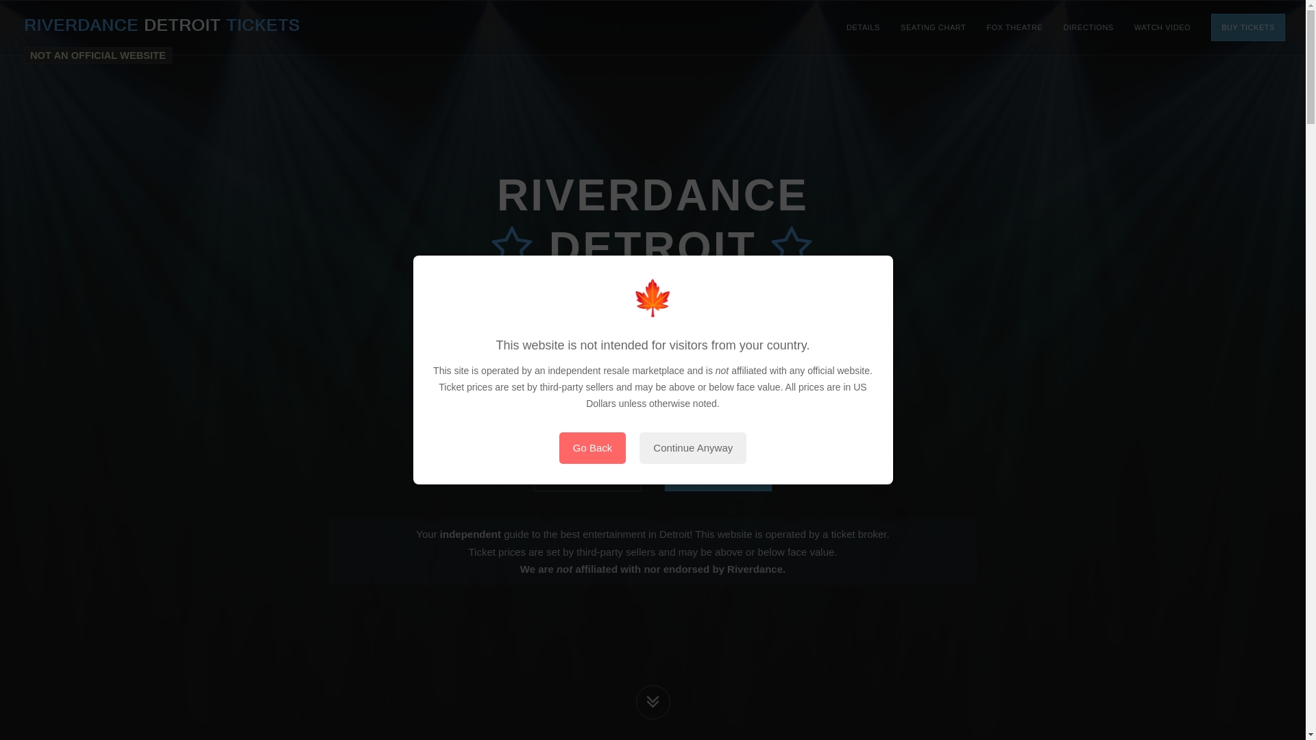 website screenshot of https://riverdancedetroit.com/