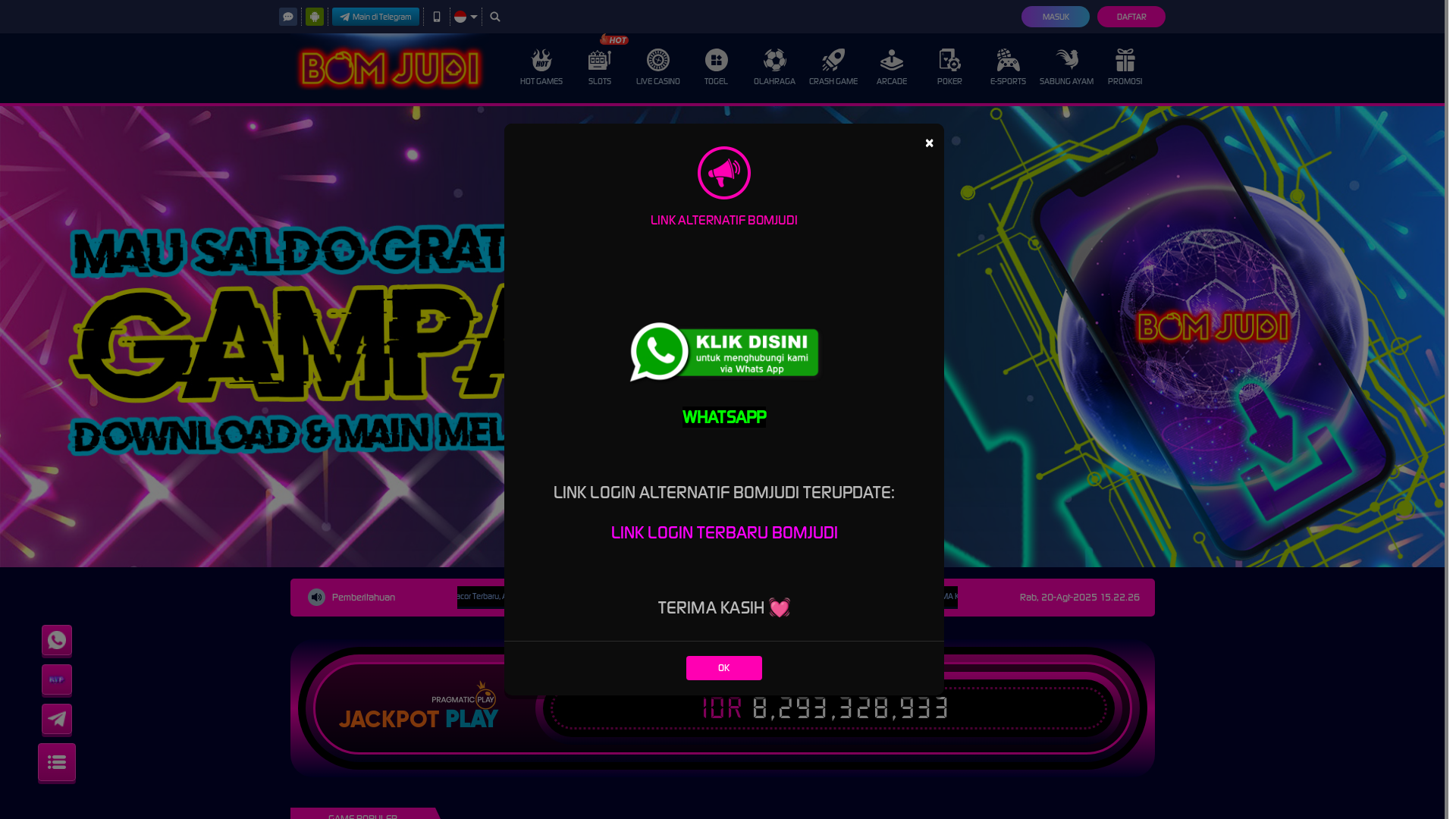 website screenshot of https://bom-judi.online/