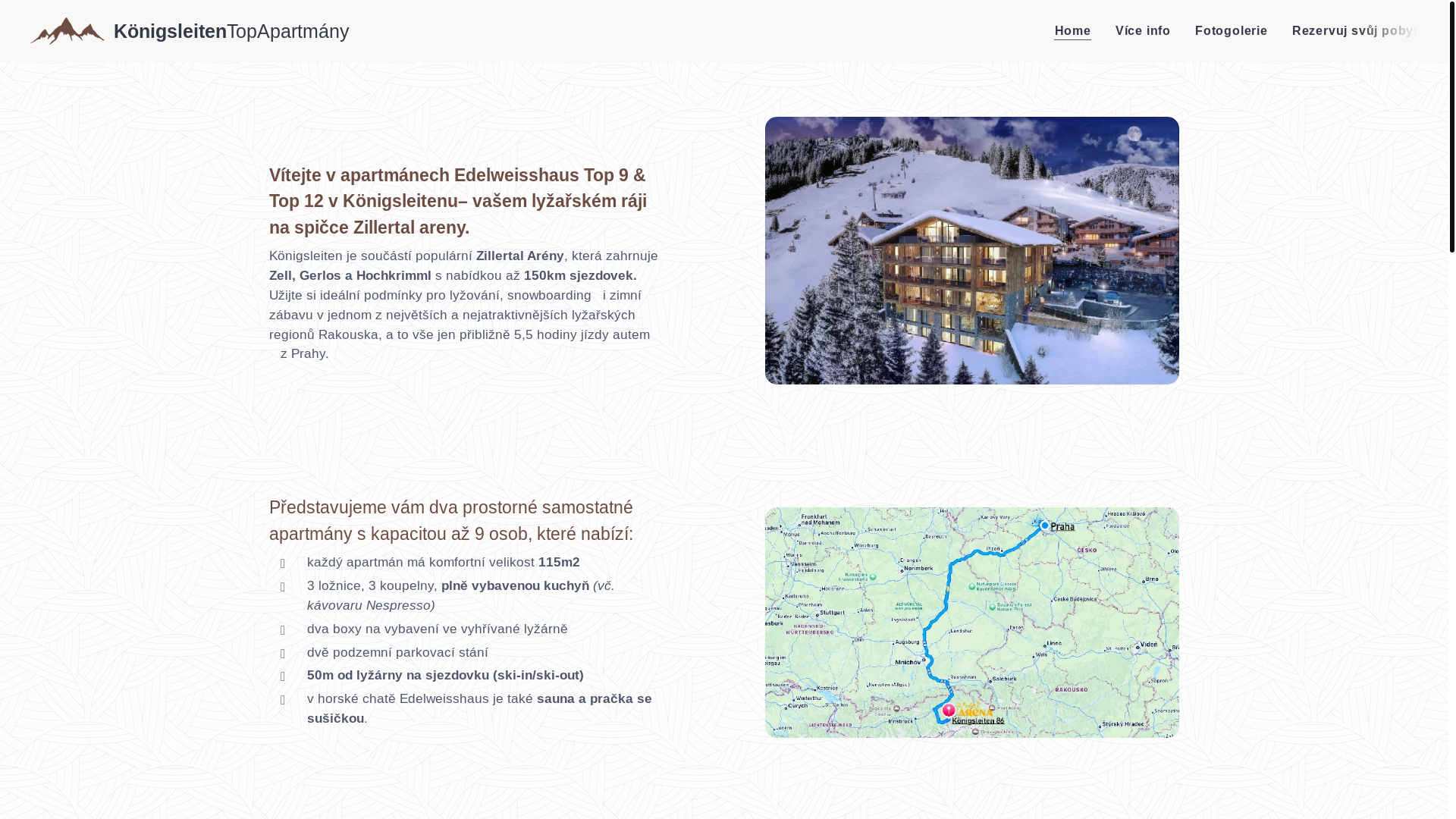 website screenshot of https://konigsleitentopapartmany.cz/