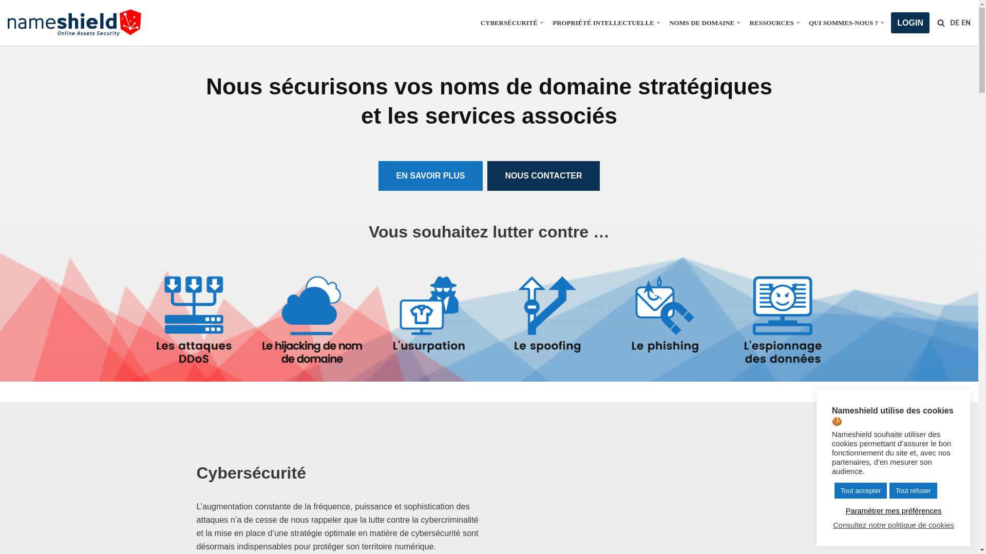 website screenshot of https://nameshield.com/