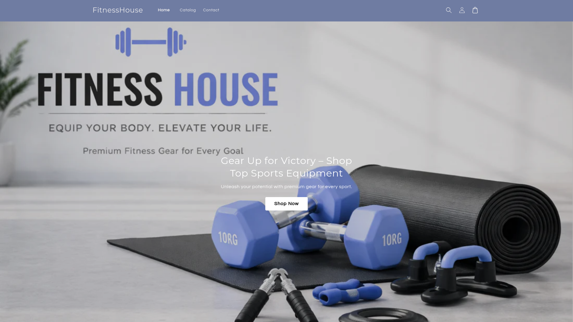 website screenshot of https://thefitnesshouse.shop