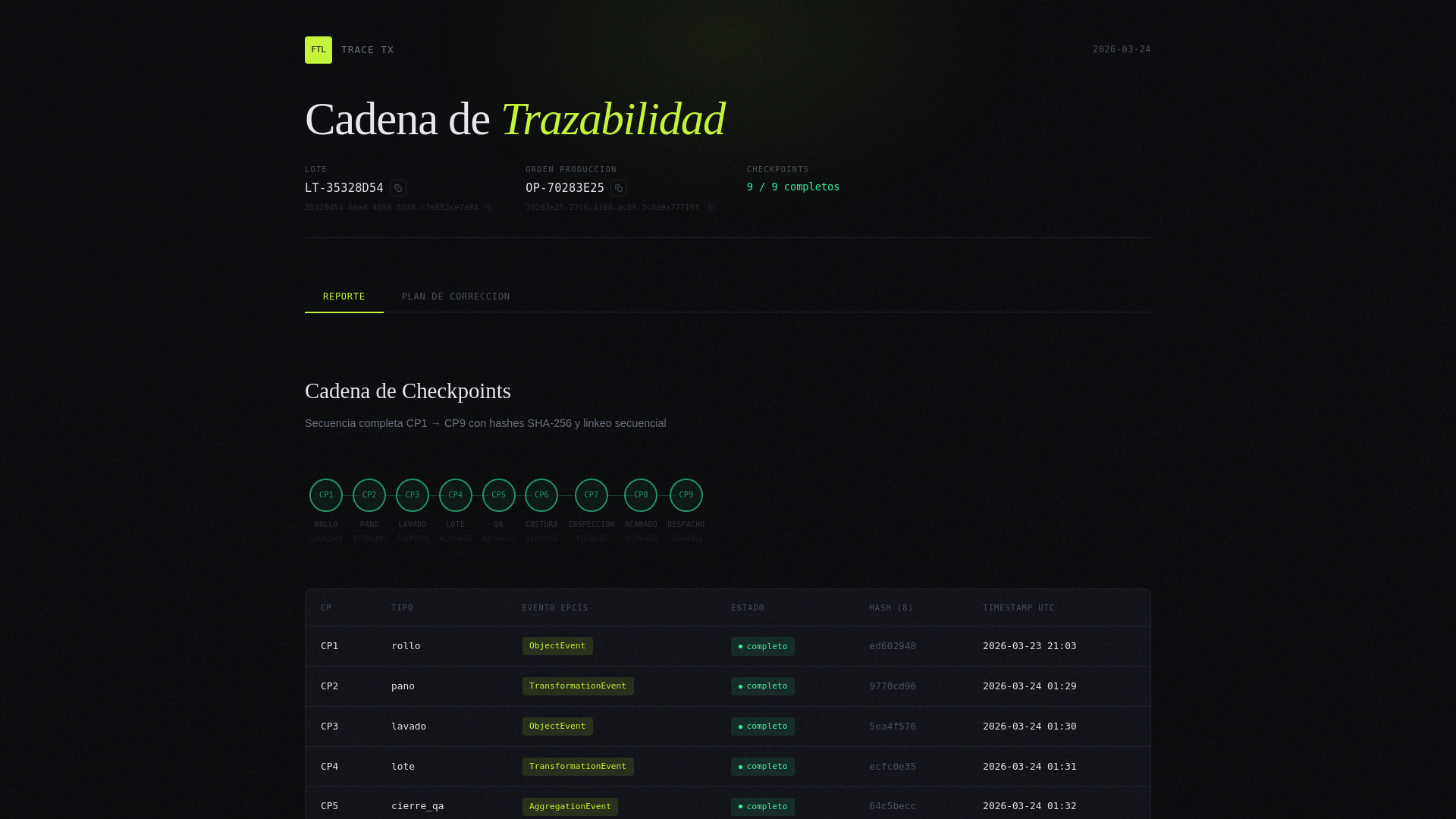 website screenshot of https://ftl-trace-tx-flujo-completo-reporte.pages.dev/