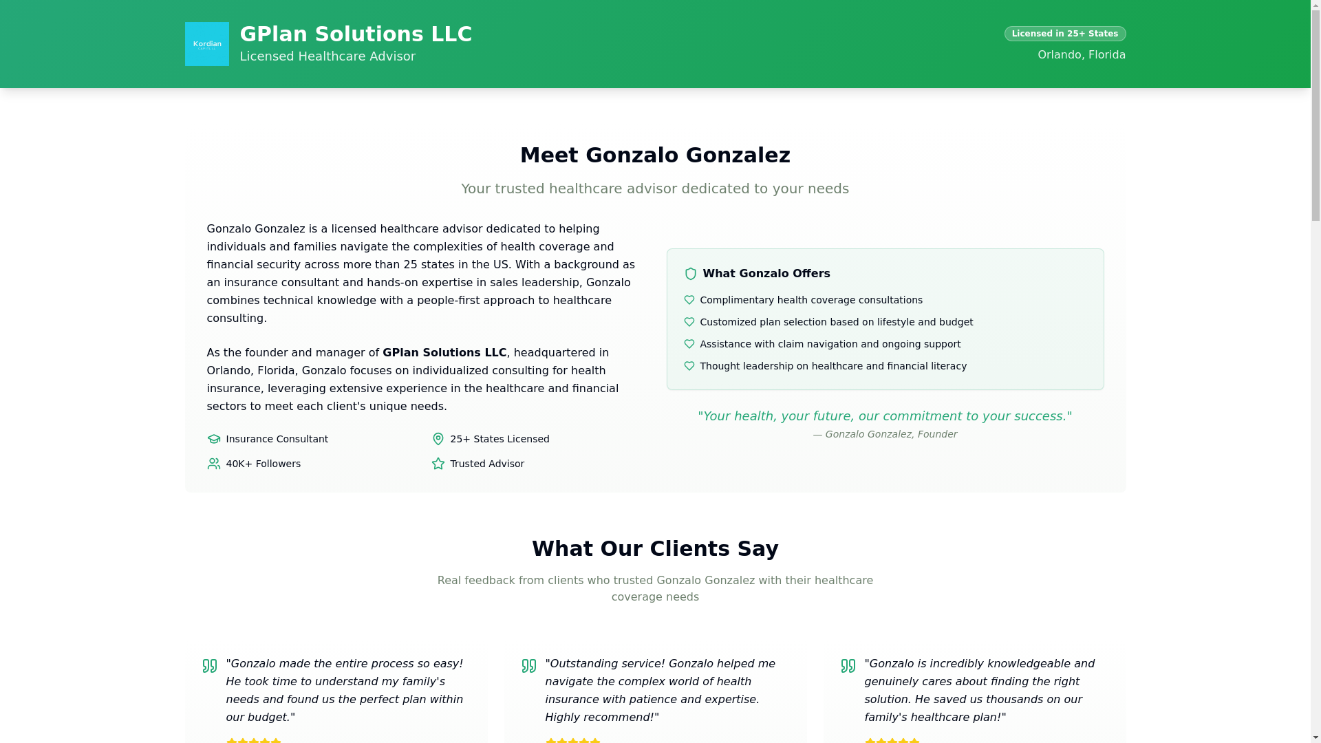 website screenshot of https://gplan-solutions-health.com/