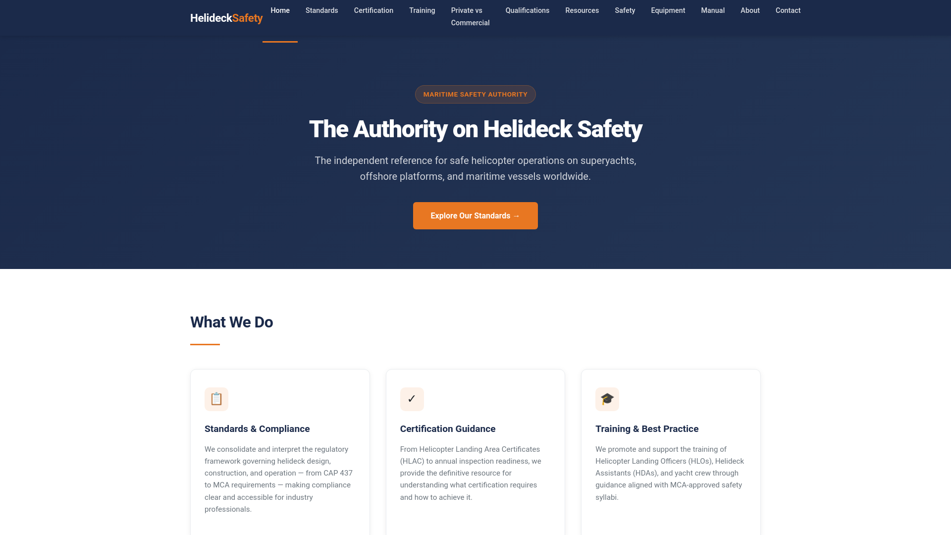 website screenshot of https://helideck-safety.com/