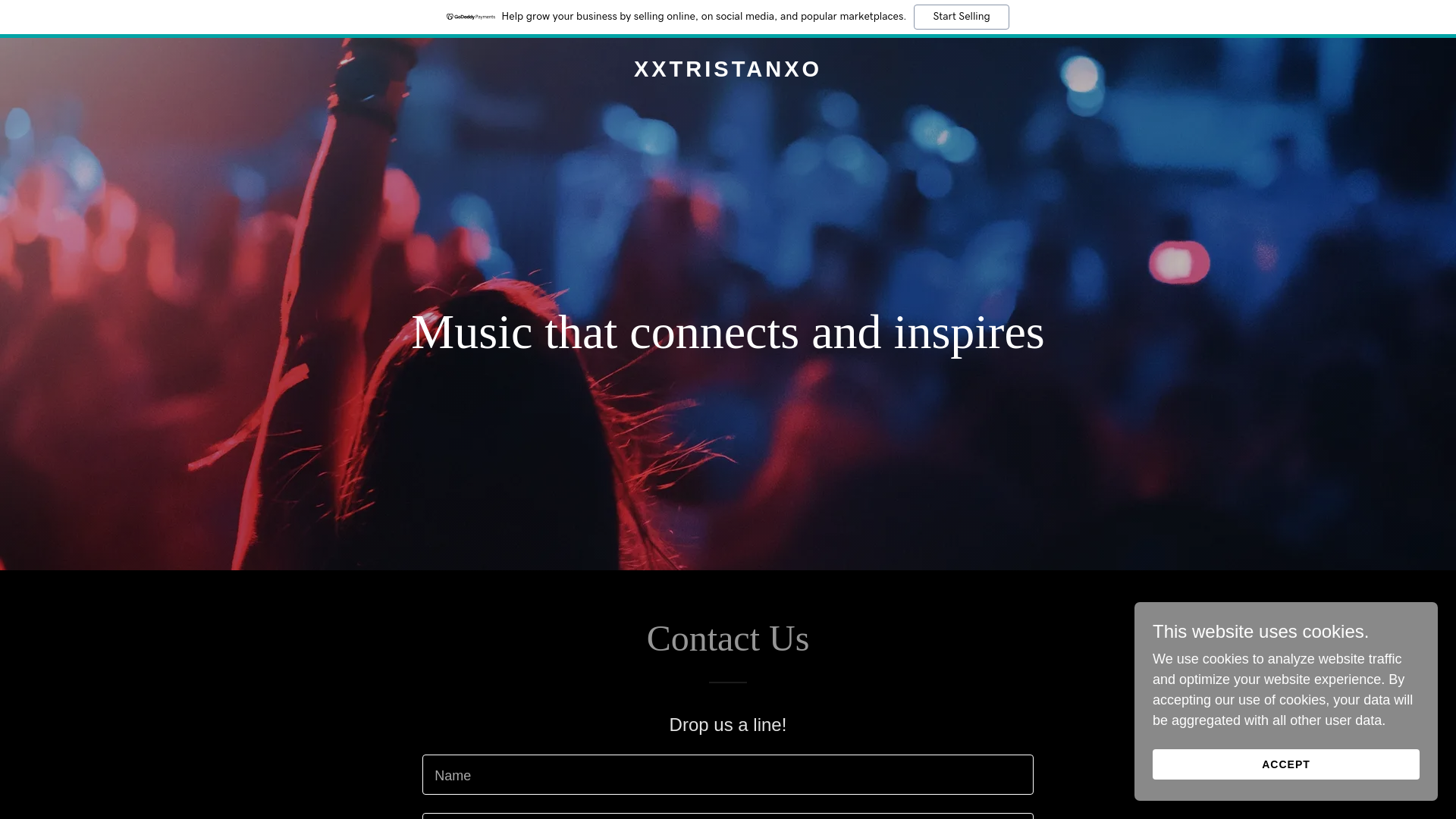 website screenshot of https://xxtristanxo.com