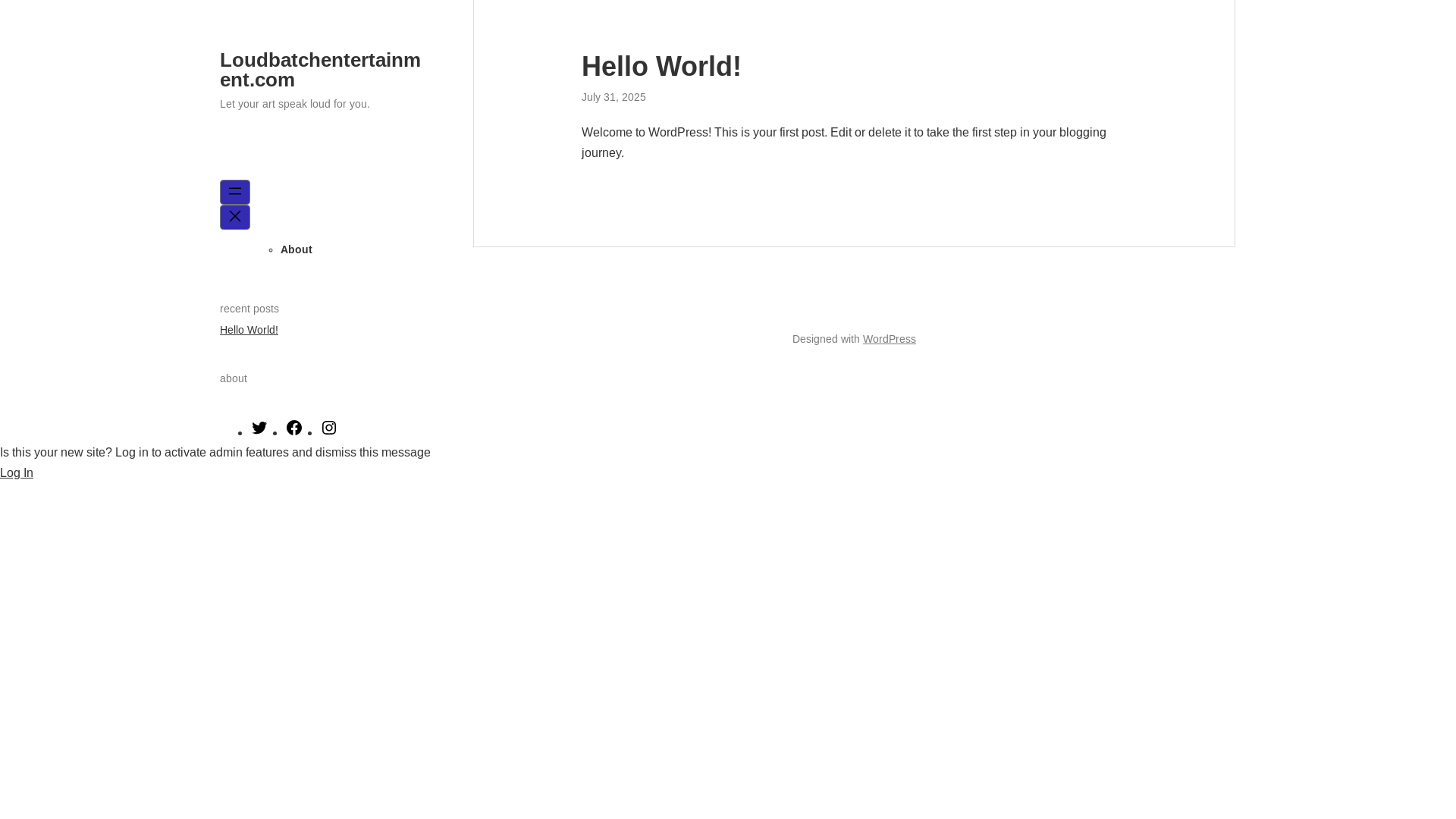 website screenshot of https://loudbatchentertainment.com/