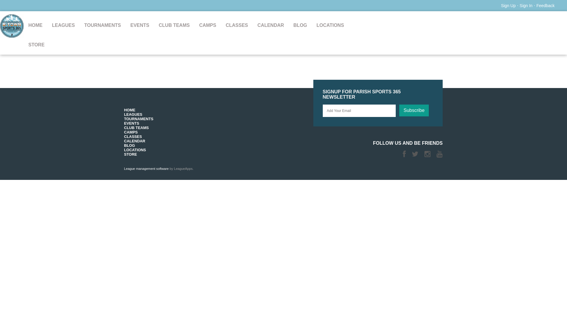 website screenshot of https://parishsports365.com