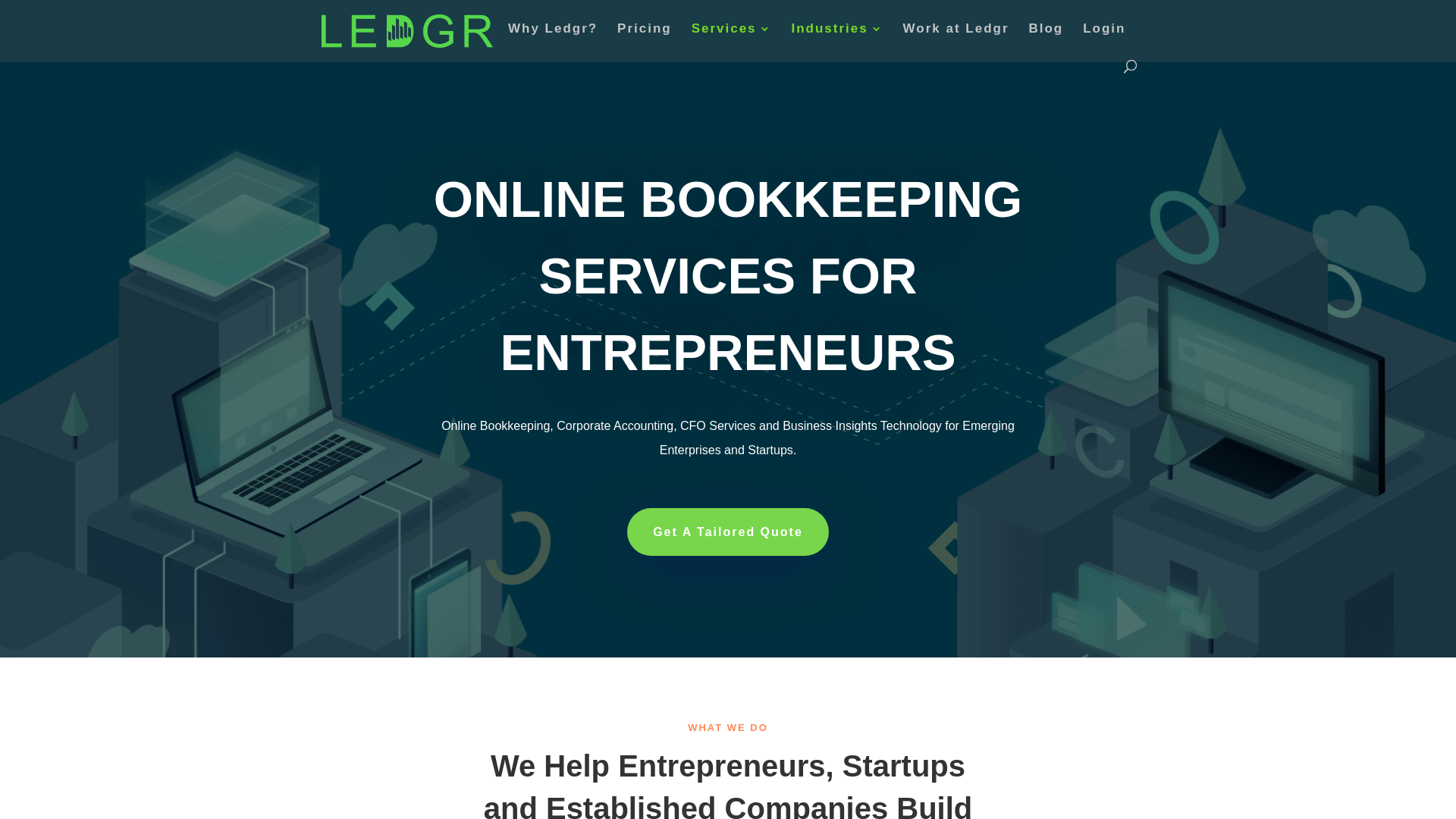 website screenshot of https://getledgr.co