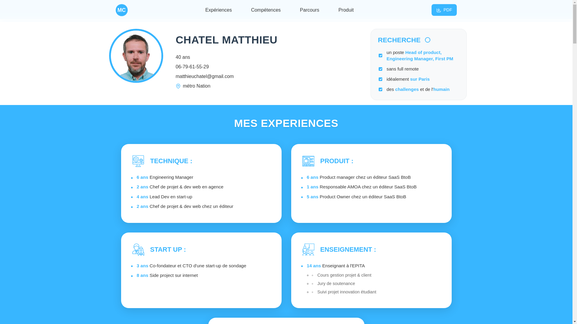 website screenshot of https://matthieuchatel.pages.dev/