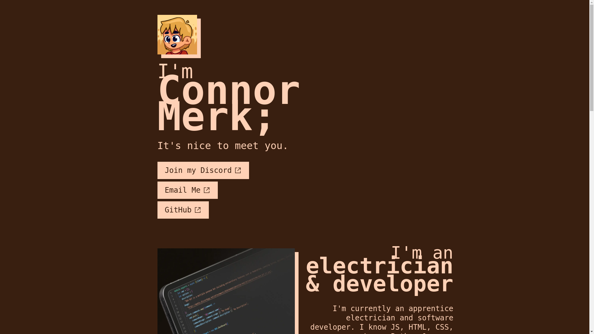 website screenshot of https://connormerk.dev/