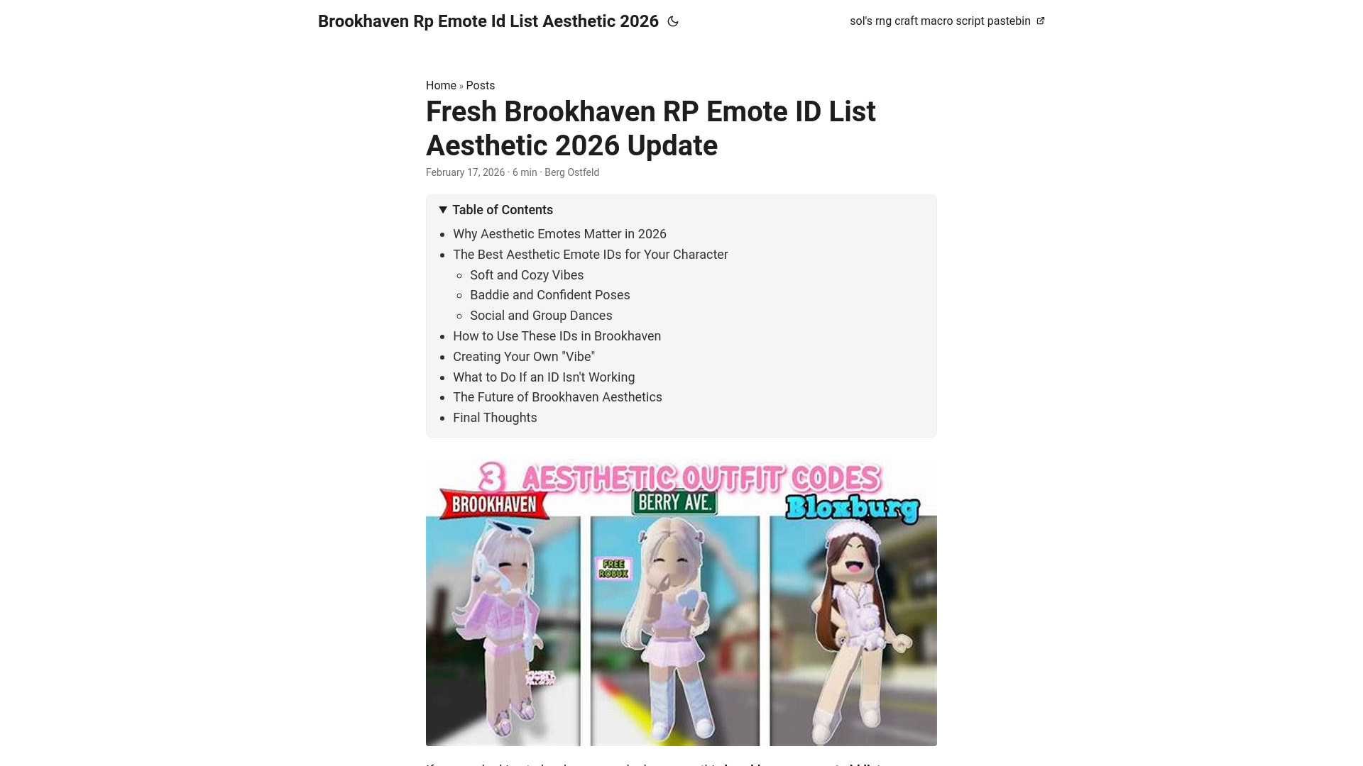 website screenshot of https://brookhaven-rp-emote-id-list-aesthetic-2026.pages.dev/