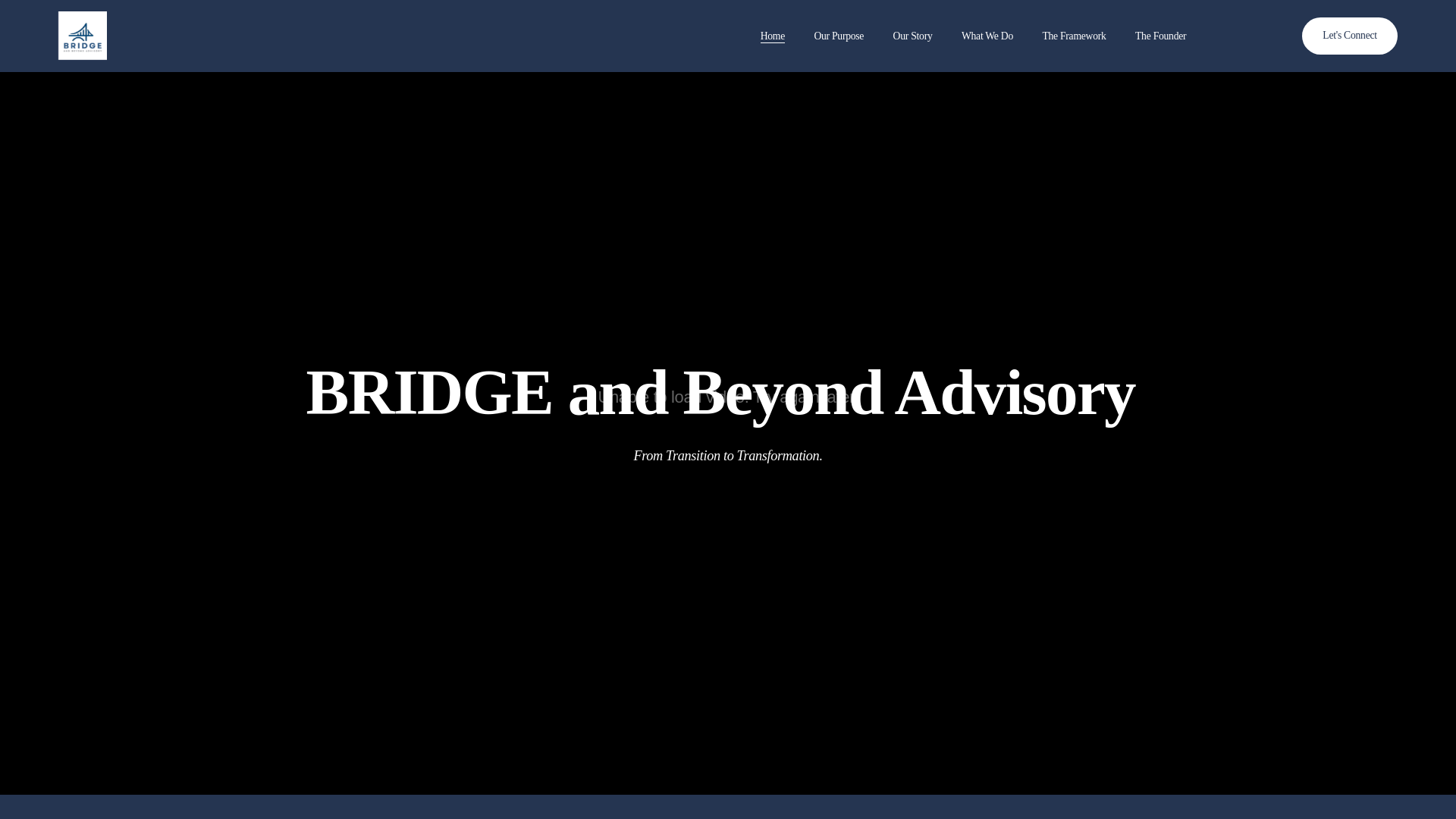 website screenshot of https://bridgeandbeyondadvisory.com/