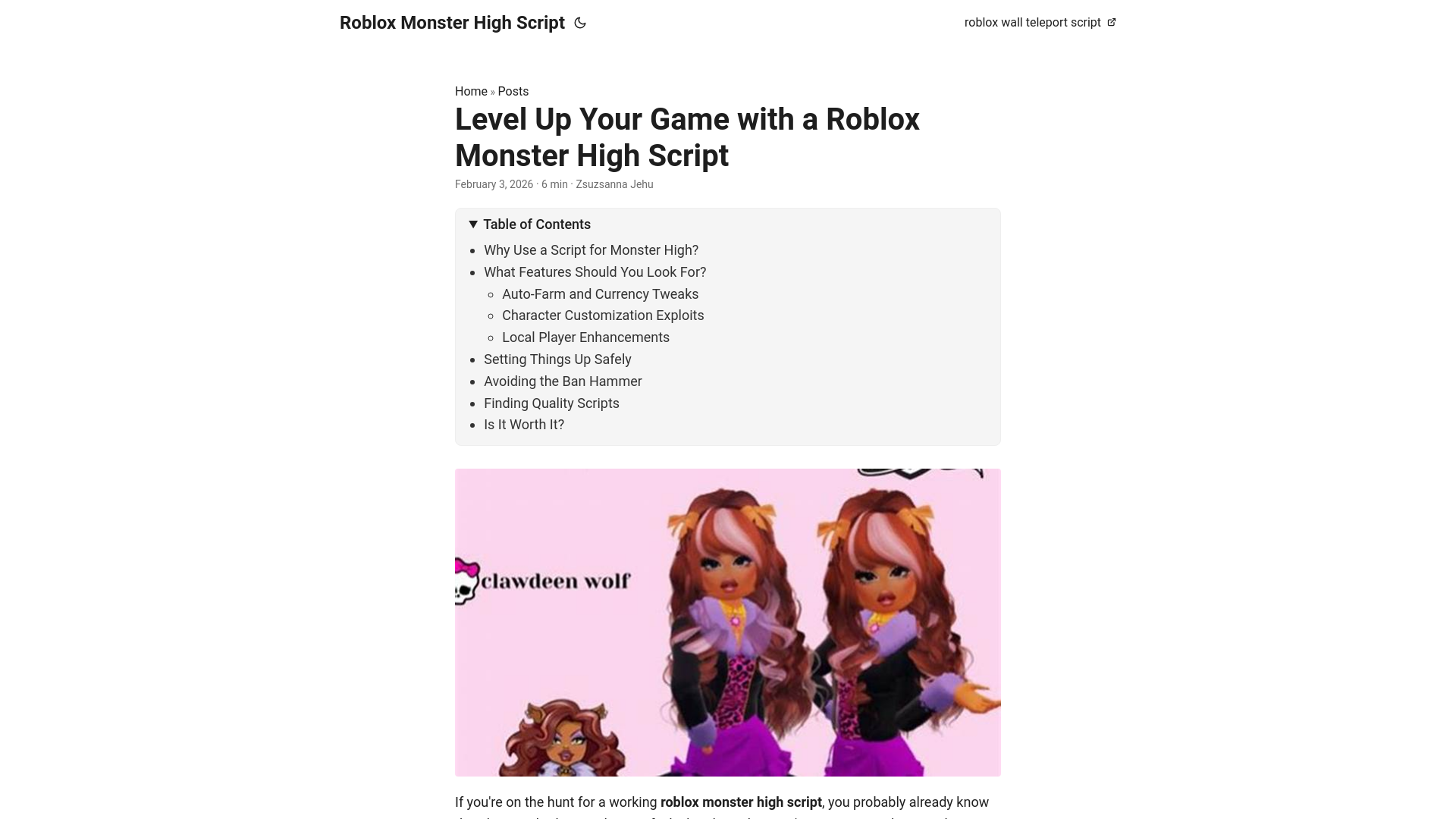 website screenshot of https://roblox-monster-high-script.pages.dev/