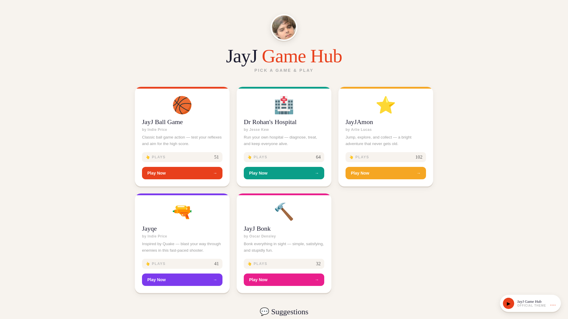 website screenshot of https://jayjgamehub.uk/