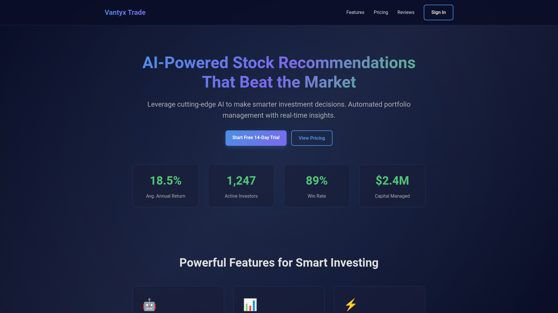 website screenshot of https://vantyxtrade.com/